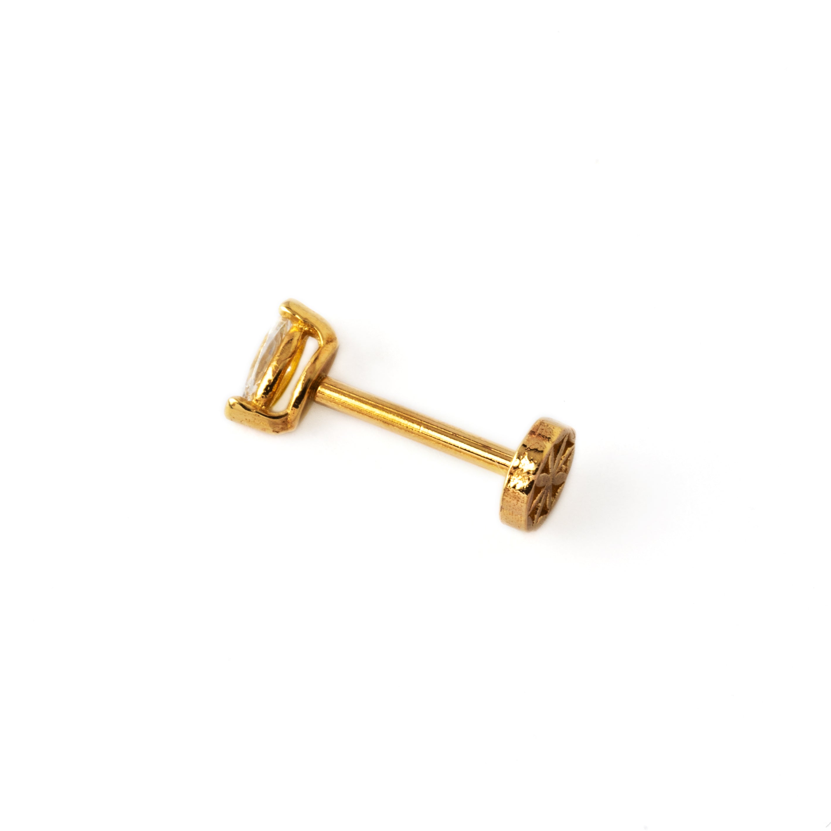 Gold Marquise CZ Labret | Flat-Back CZ Labret | Tribu