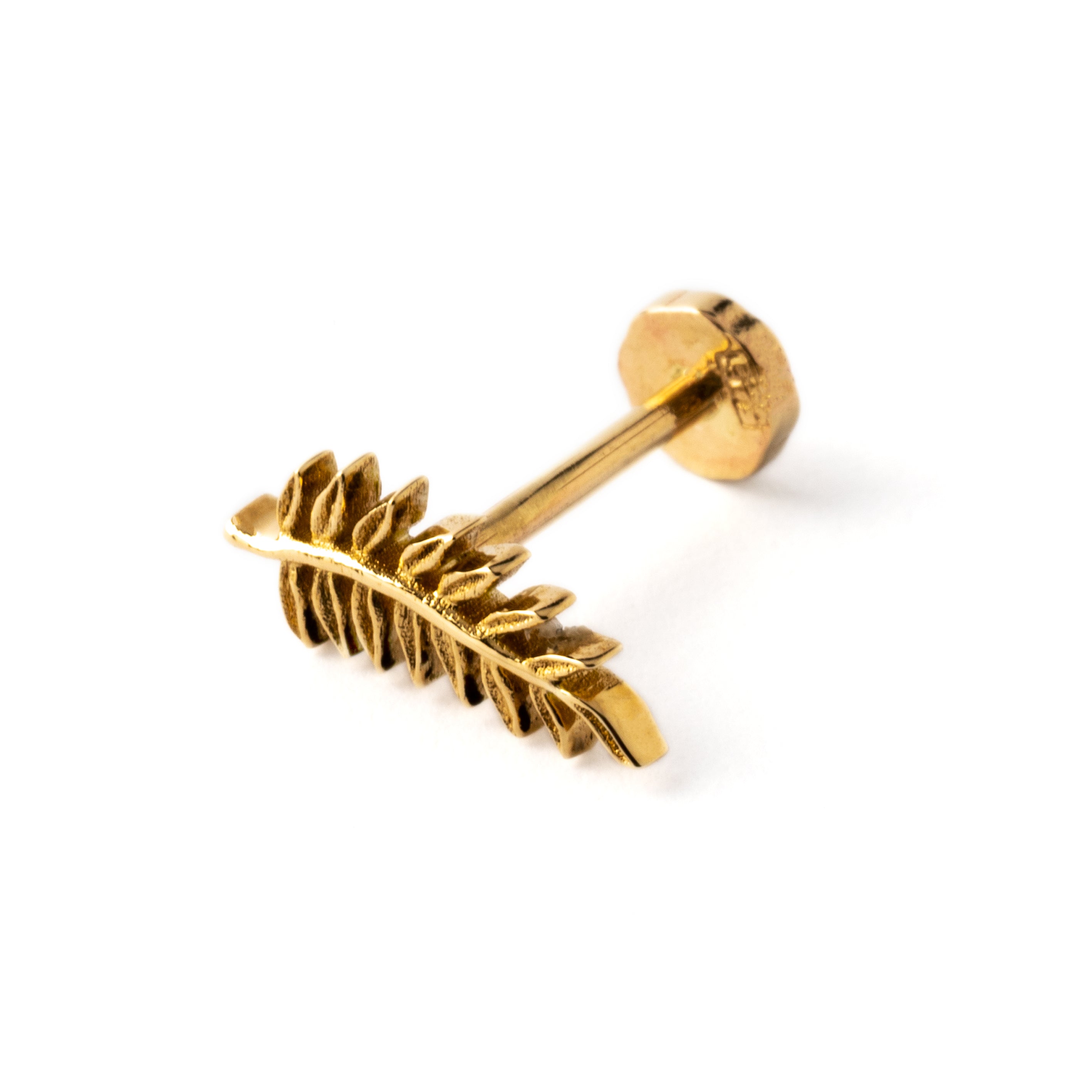 Leaf Flat Back Stud Piercing | Gold Leaf Labret | Tribu