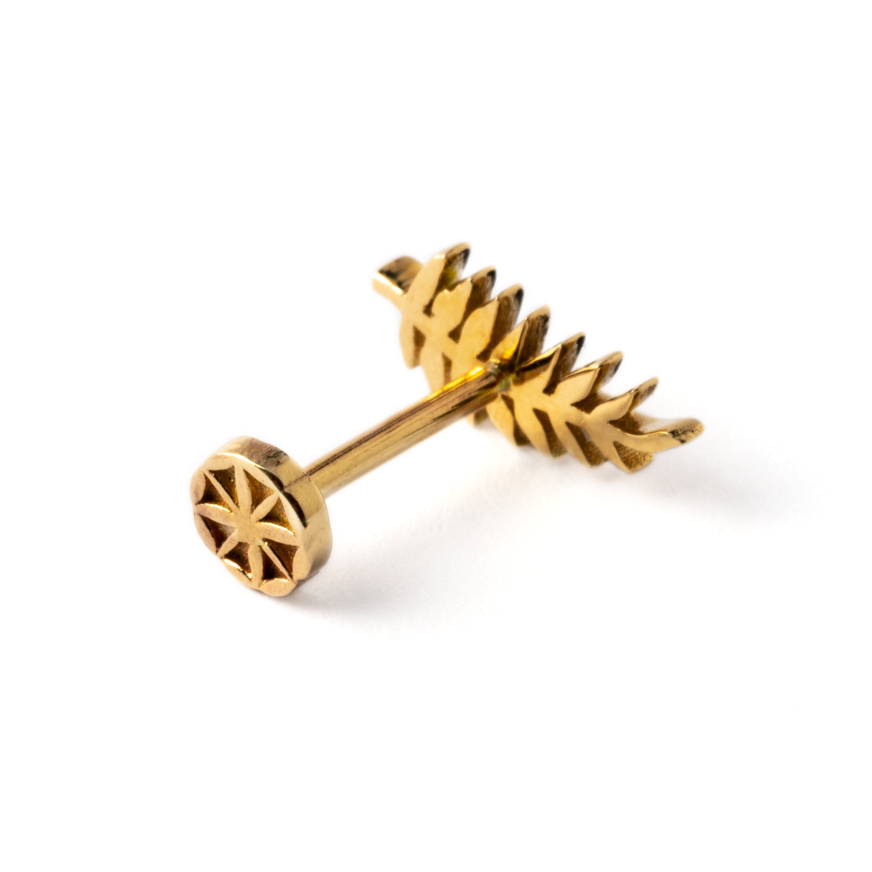 Leaf Flat Back Stud Piercing | Gold Leaf Labret | Tribu