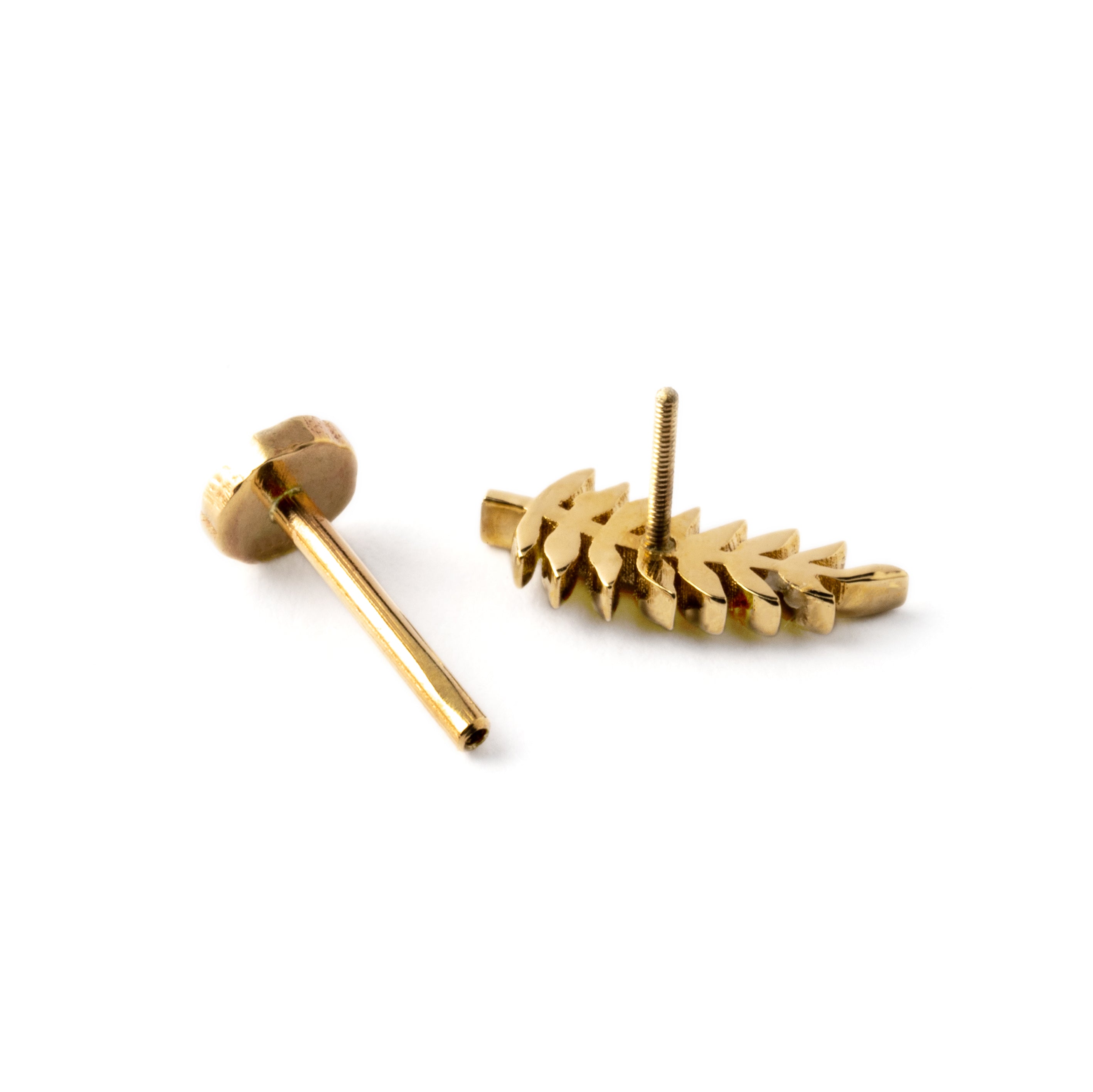 Leaf Flat Back Stud Piercing | Gold Leaf Labret | Tribu