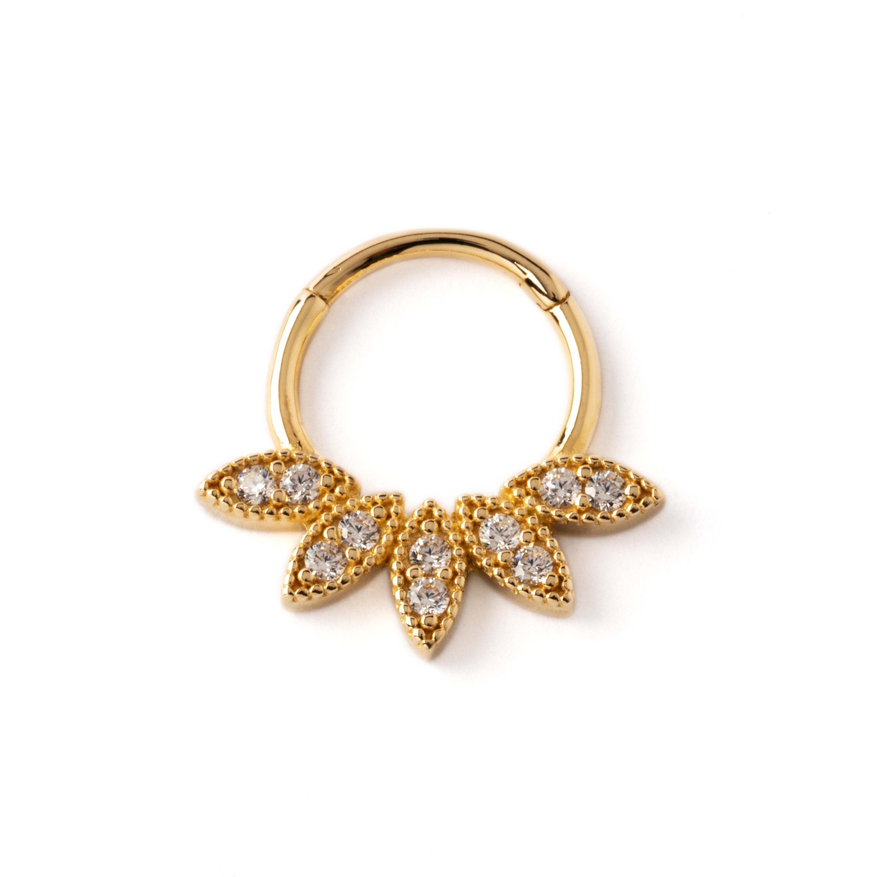 Gold-open-lotus-zircon-septum-clicker