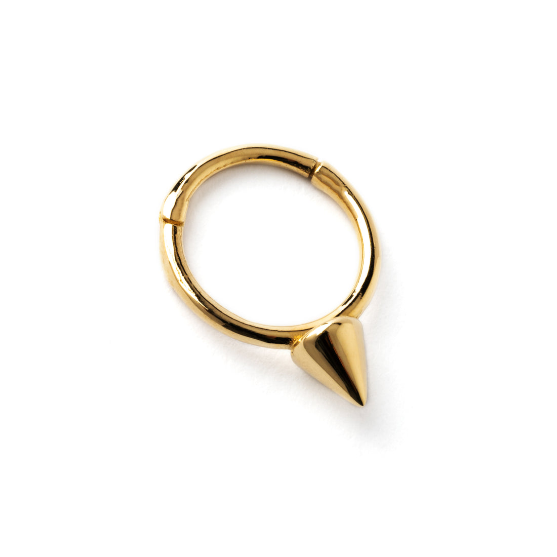 14k Gold spike septum clicker ring right side view