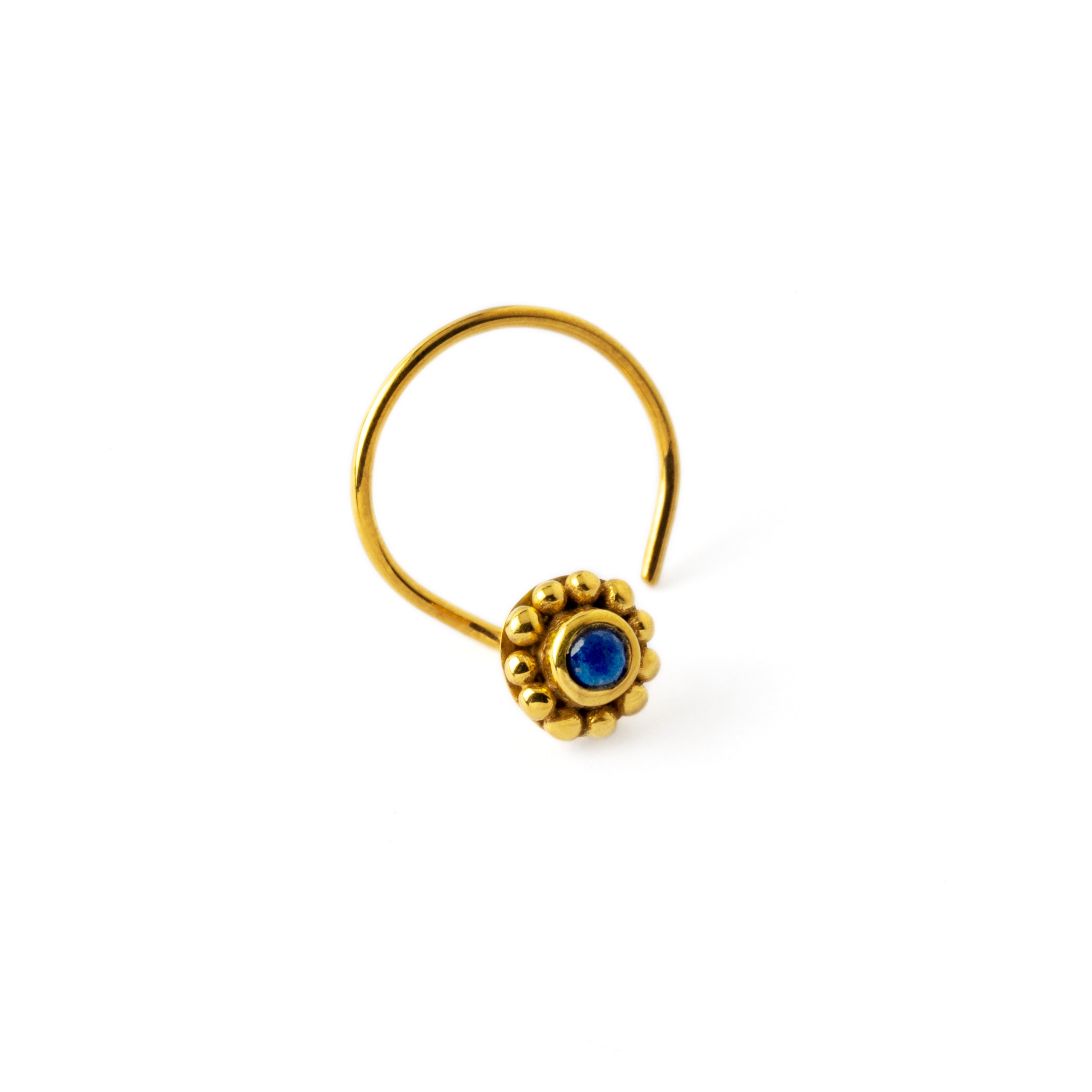 Gold Flower Nose Stud with Lapis | Nose Jewellery - Tribu