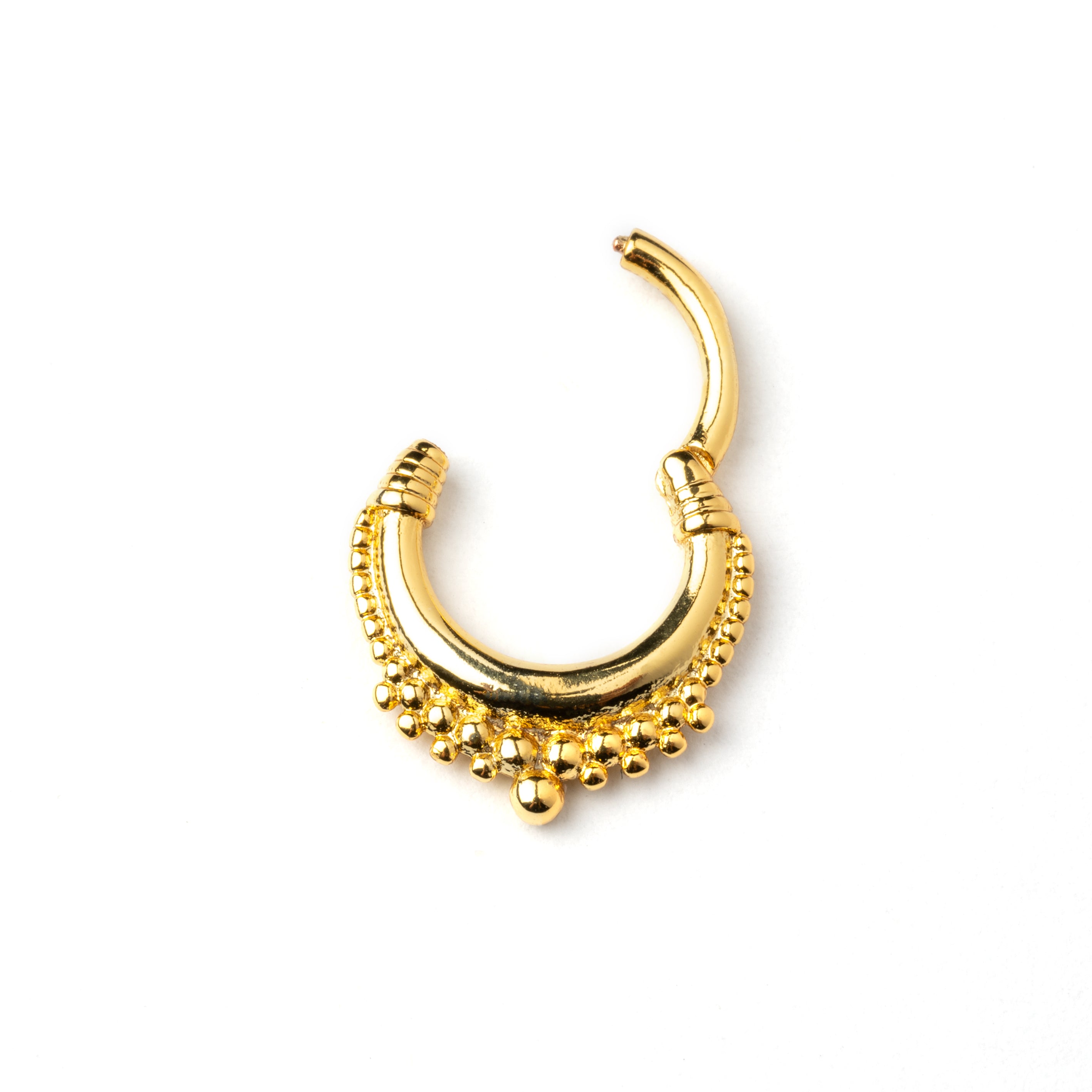 Gold Meena septum clicker open mode view