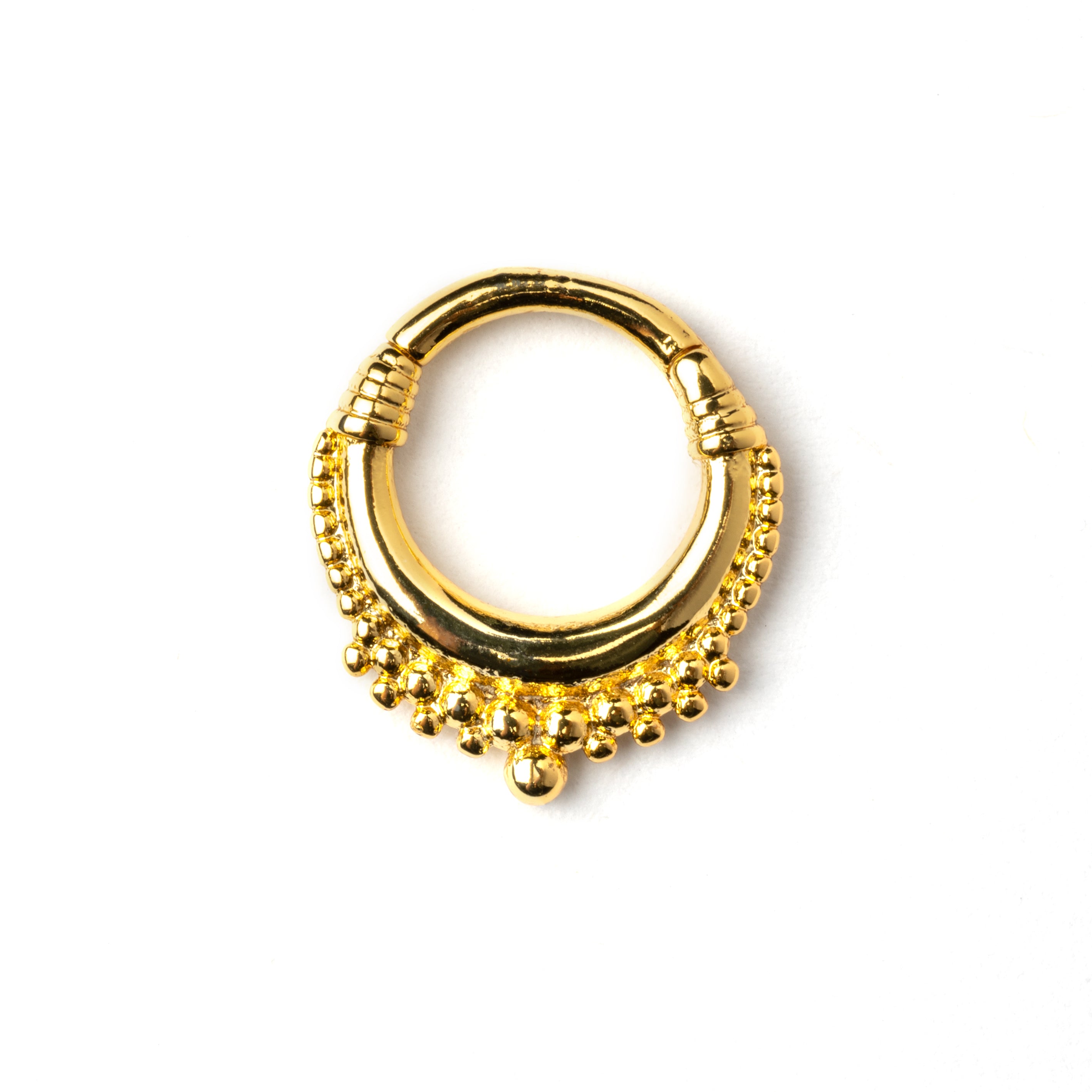 Gold Meena septum clicker frontal view