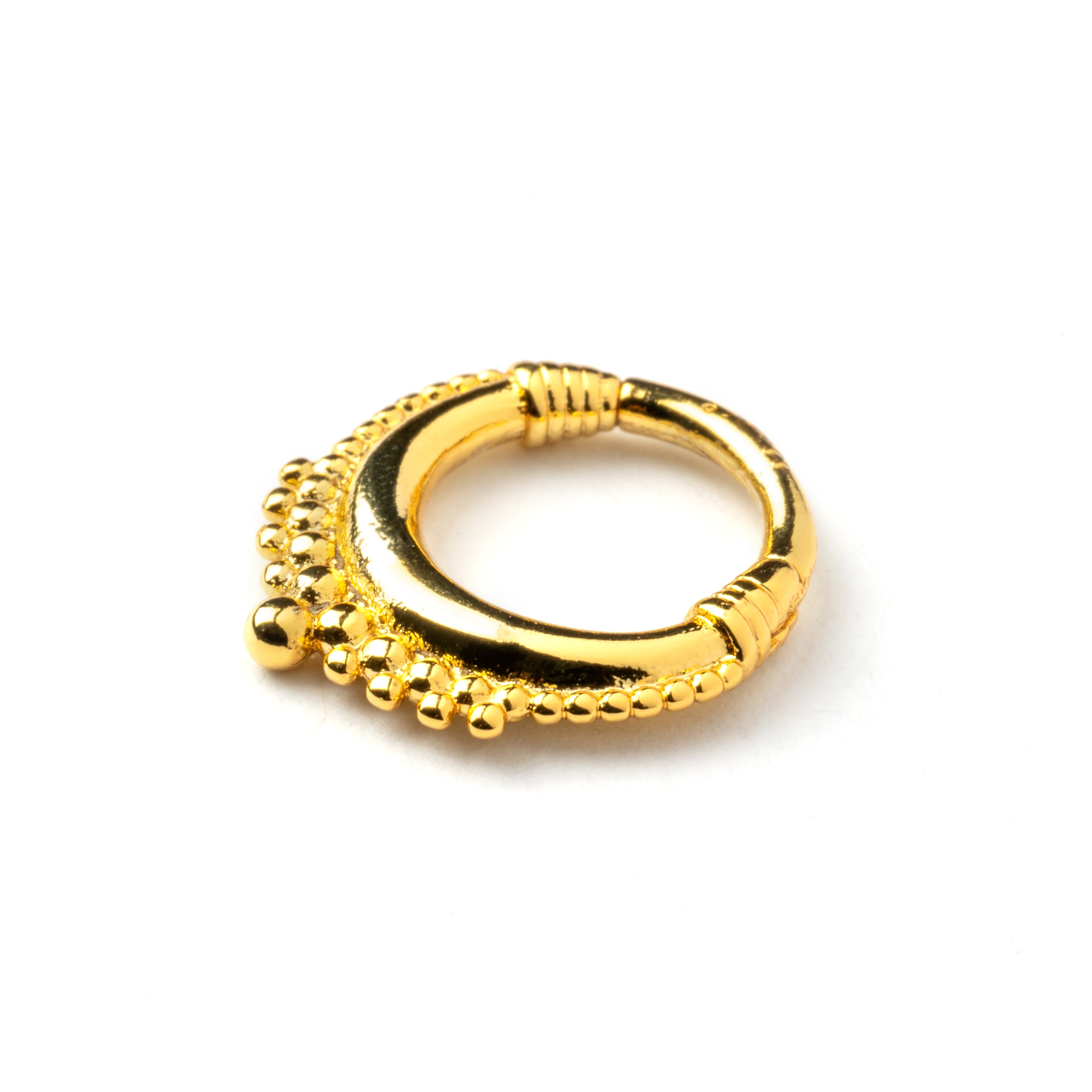 Gold Meena septum clicker left side view