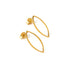 pair of gold post earrings open marquise shaped right side view