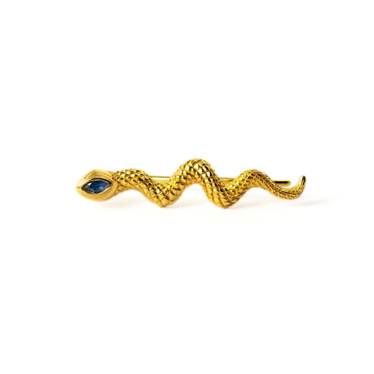 Naga Gold Ear Climber - Sapphire frontal view