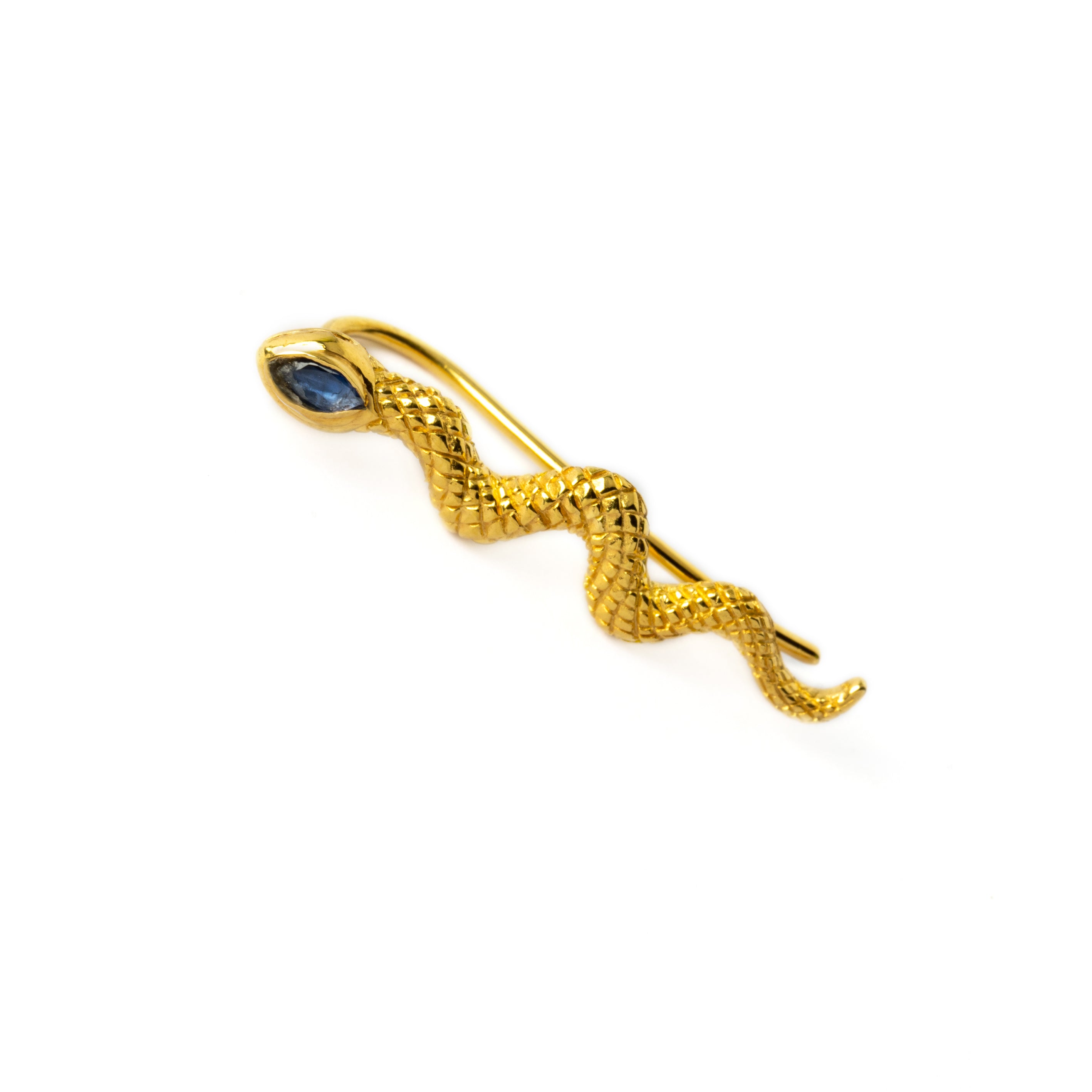 Naga Gold Ear Climber - Sapphire right side view