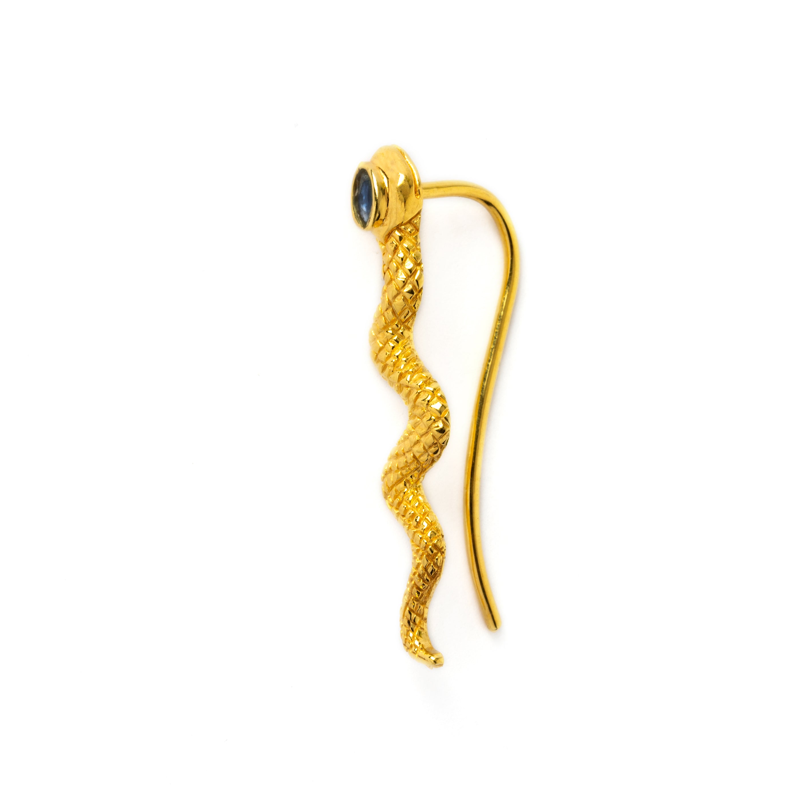 Naga Gold Ear Climber - Sapphire right side view