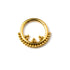 Gold Orbit surgical steel septum clicker with dots ornaments frontal view
