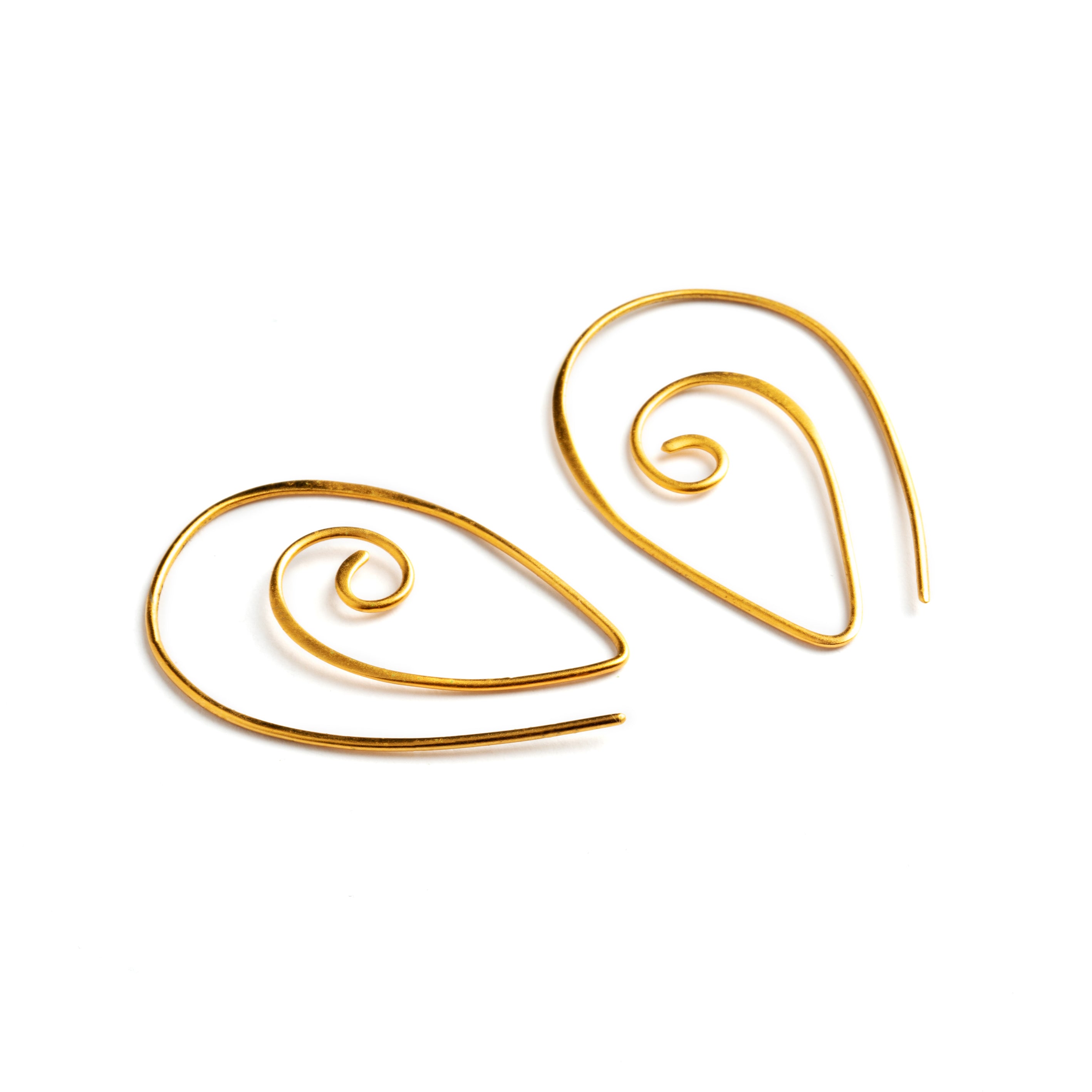 Gold Pointy Spiral Earrings left and right side view