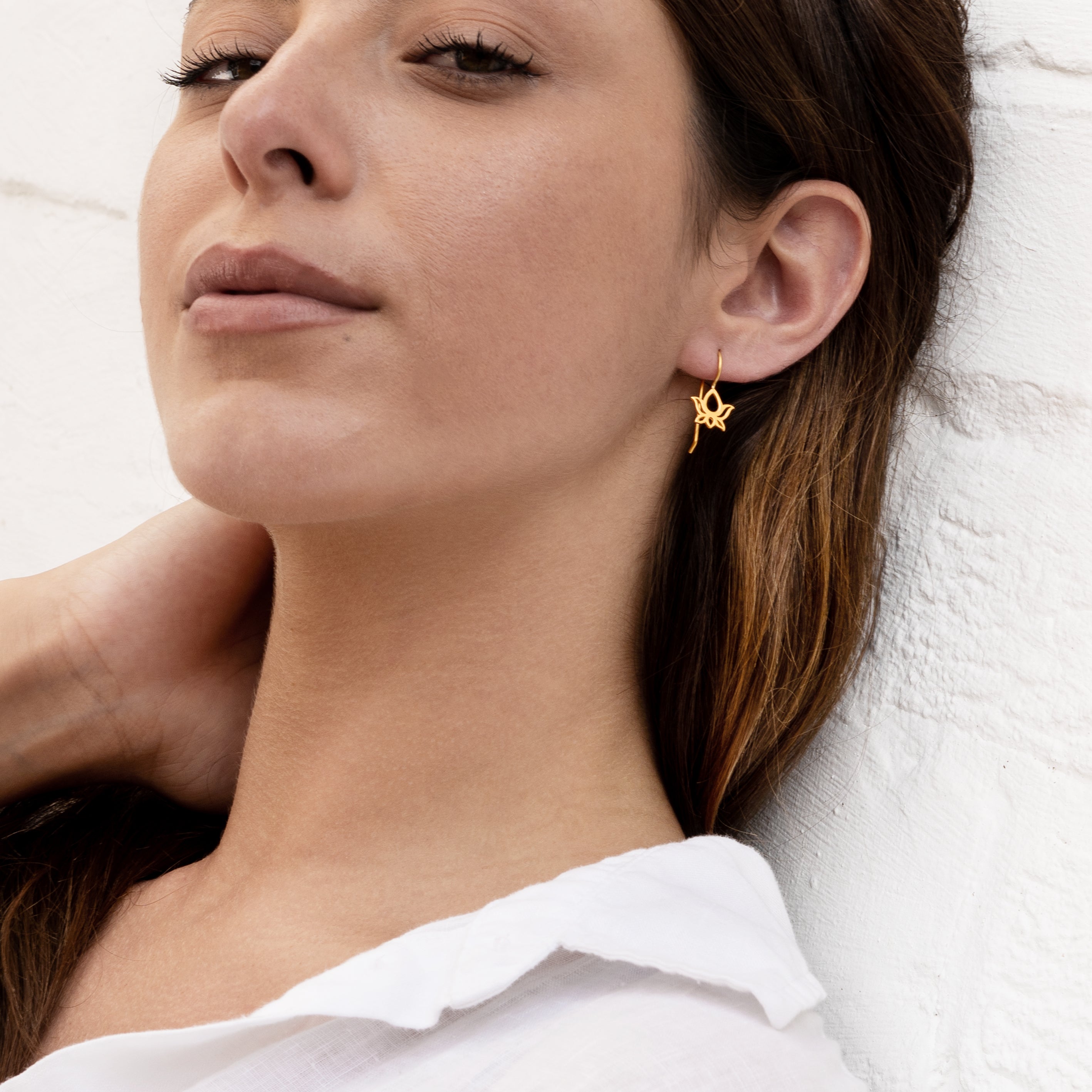 Gold Lotus Earrings | Tribu London