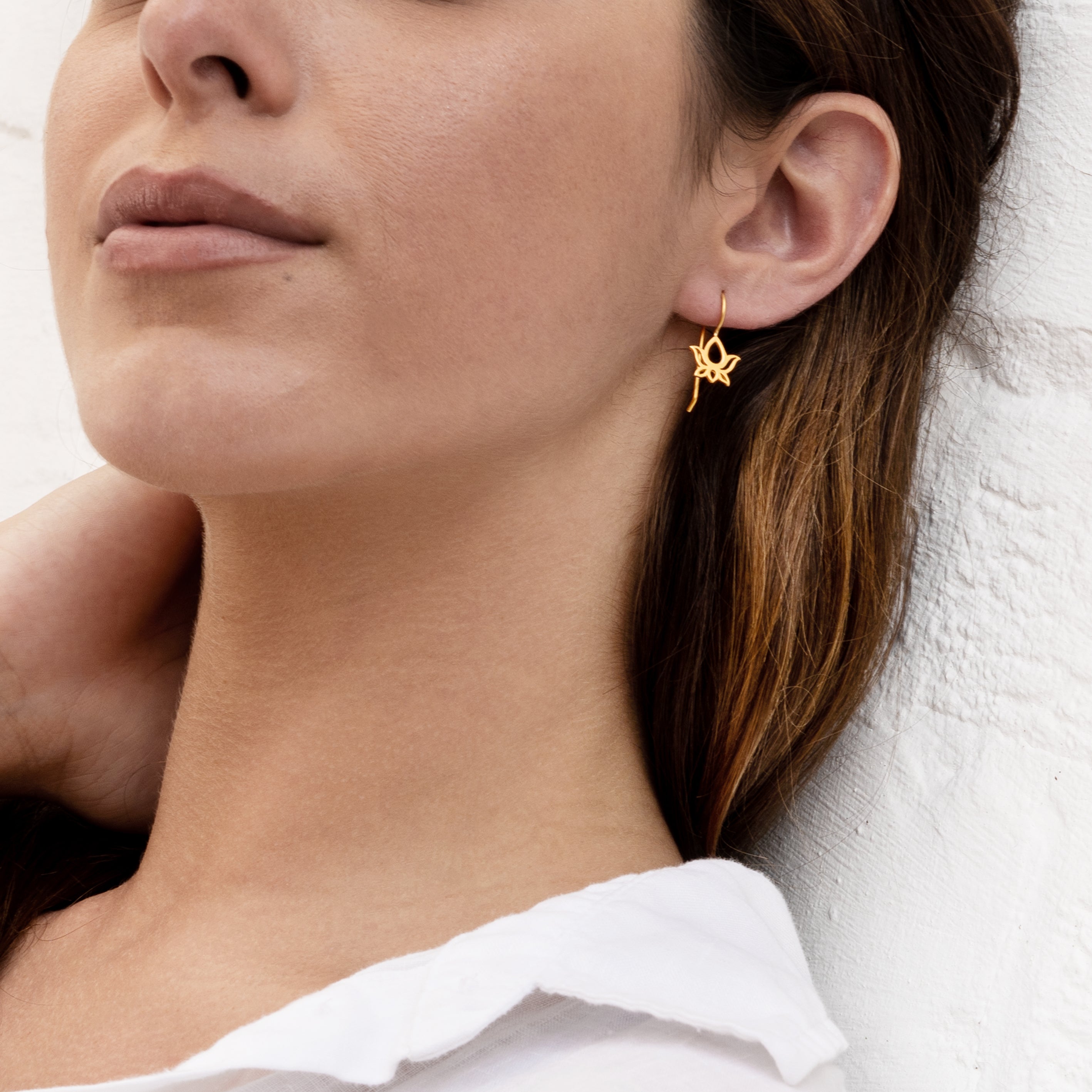 Gold Lotus Earrings | Tribu London