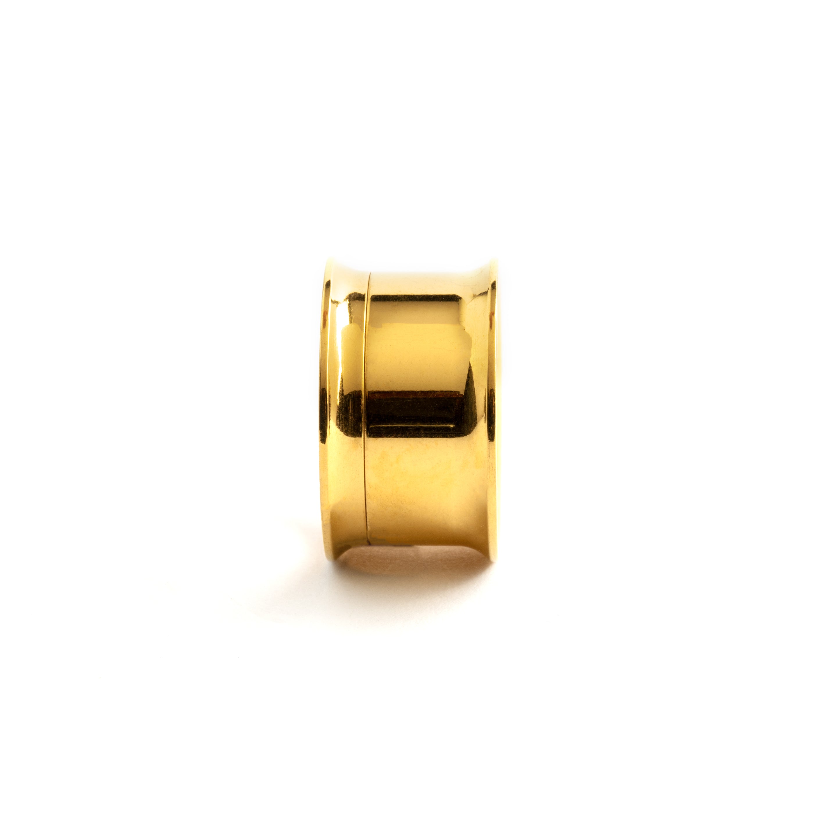 single gold surgical steel ear tunnel side view