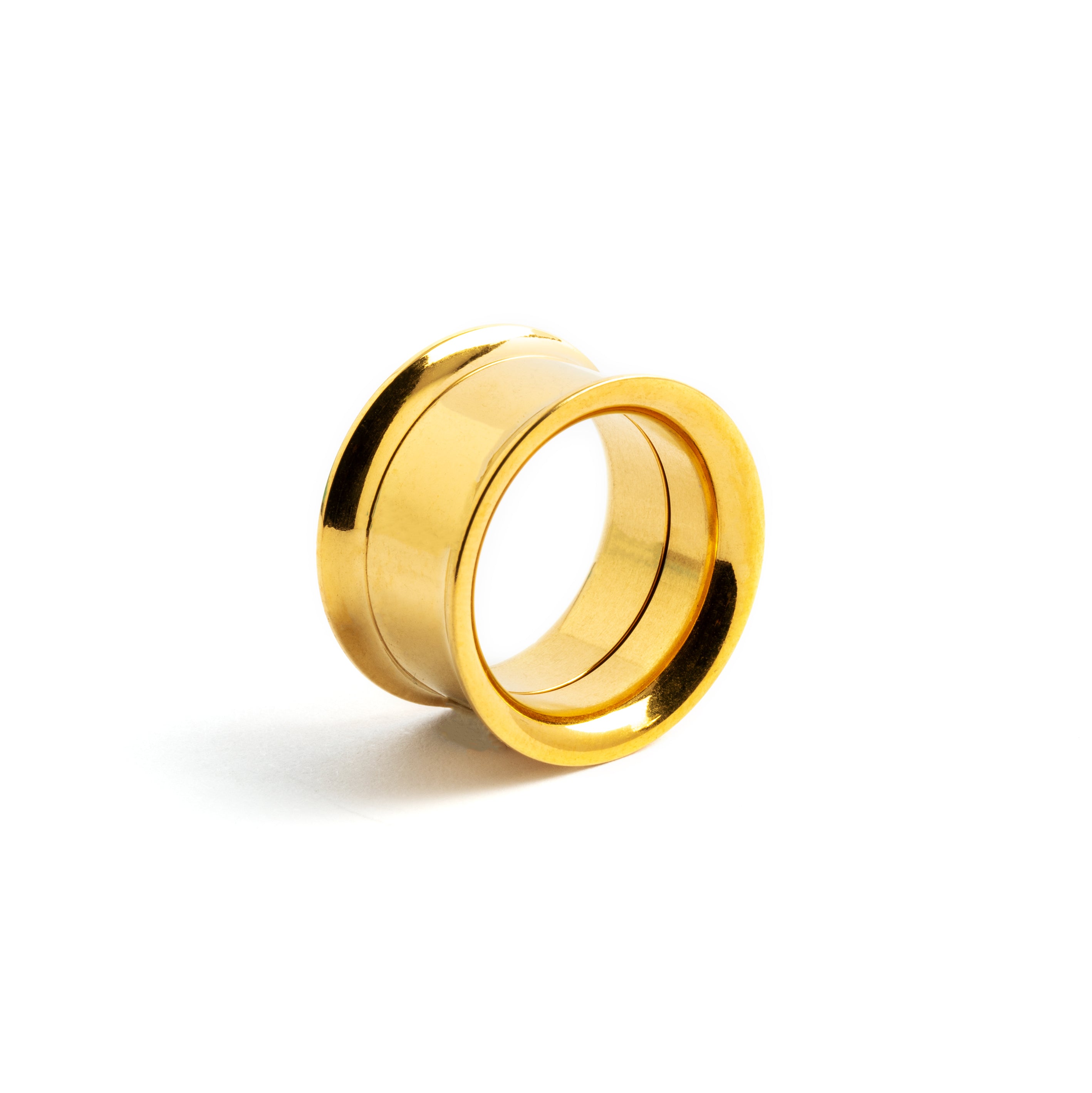 single gold surgical steel ear tunnel back view