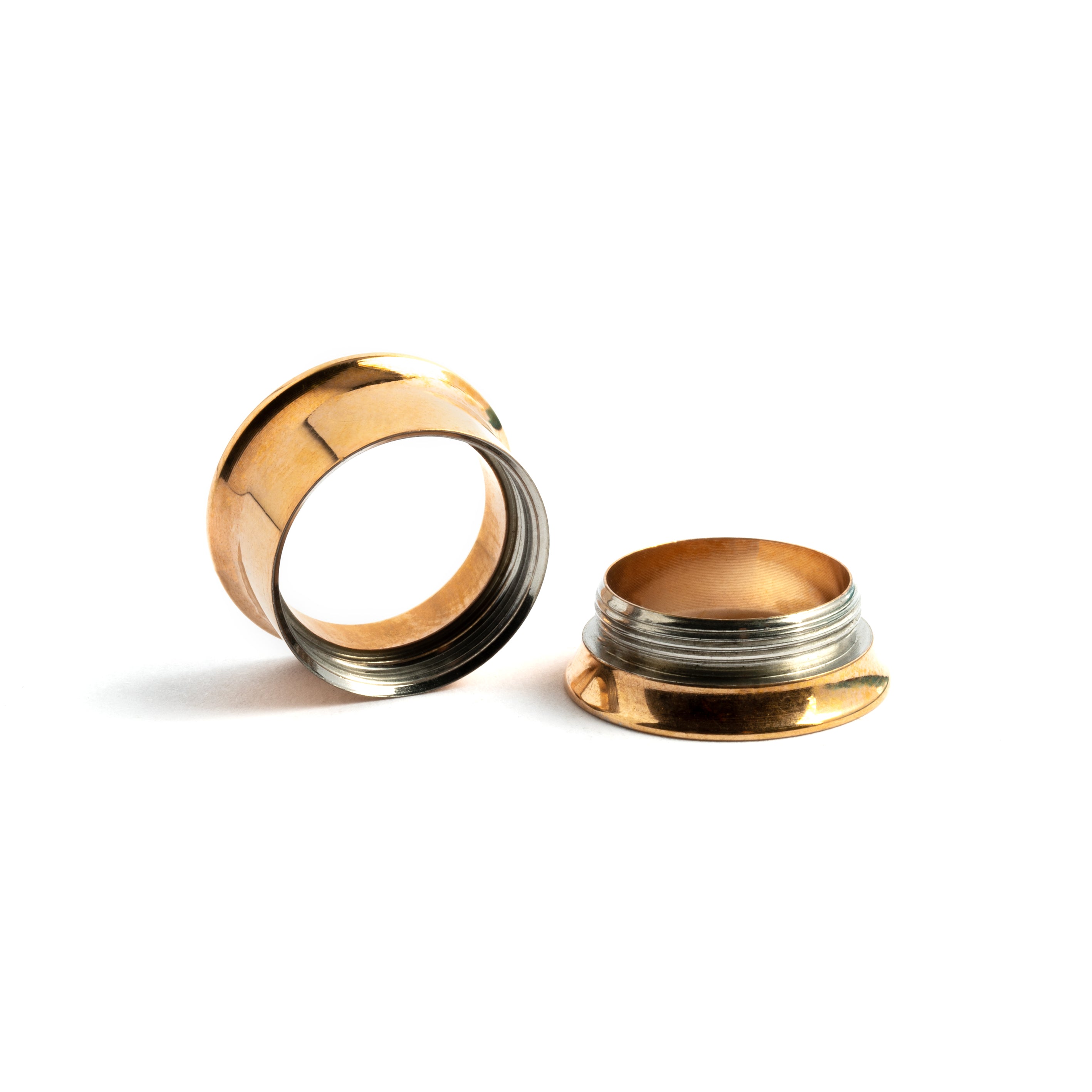 single gold surgical steel ear tunnel screw back closure view