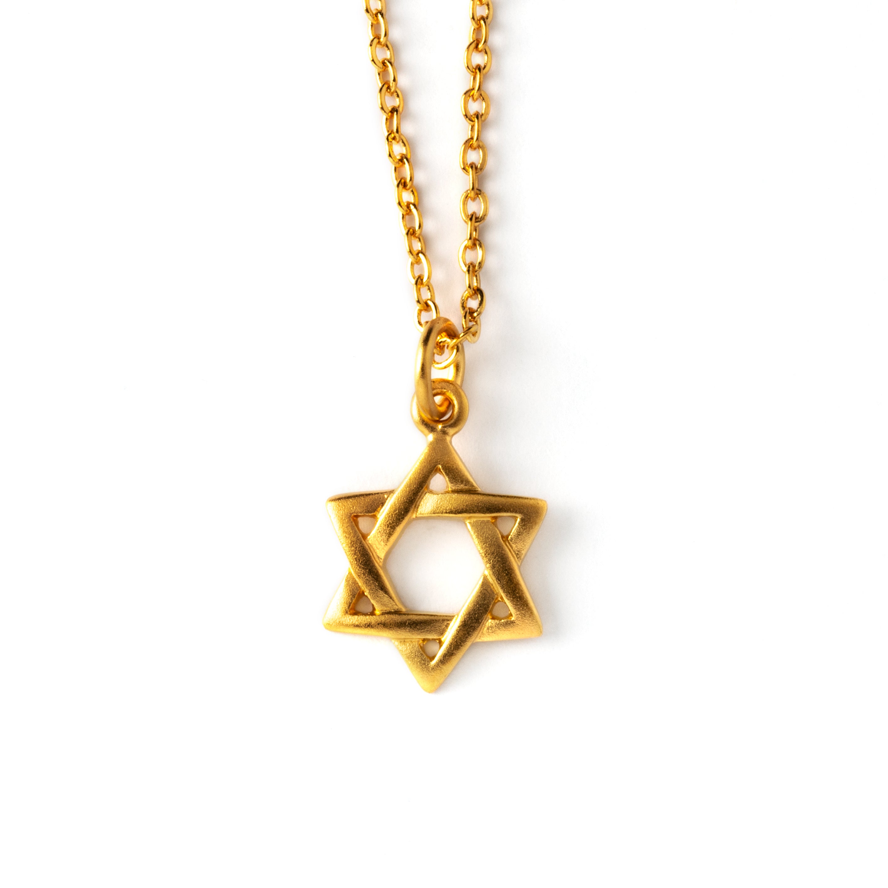 Gold Star of David Necklace frontal view
