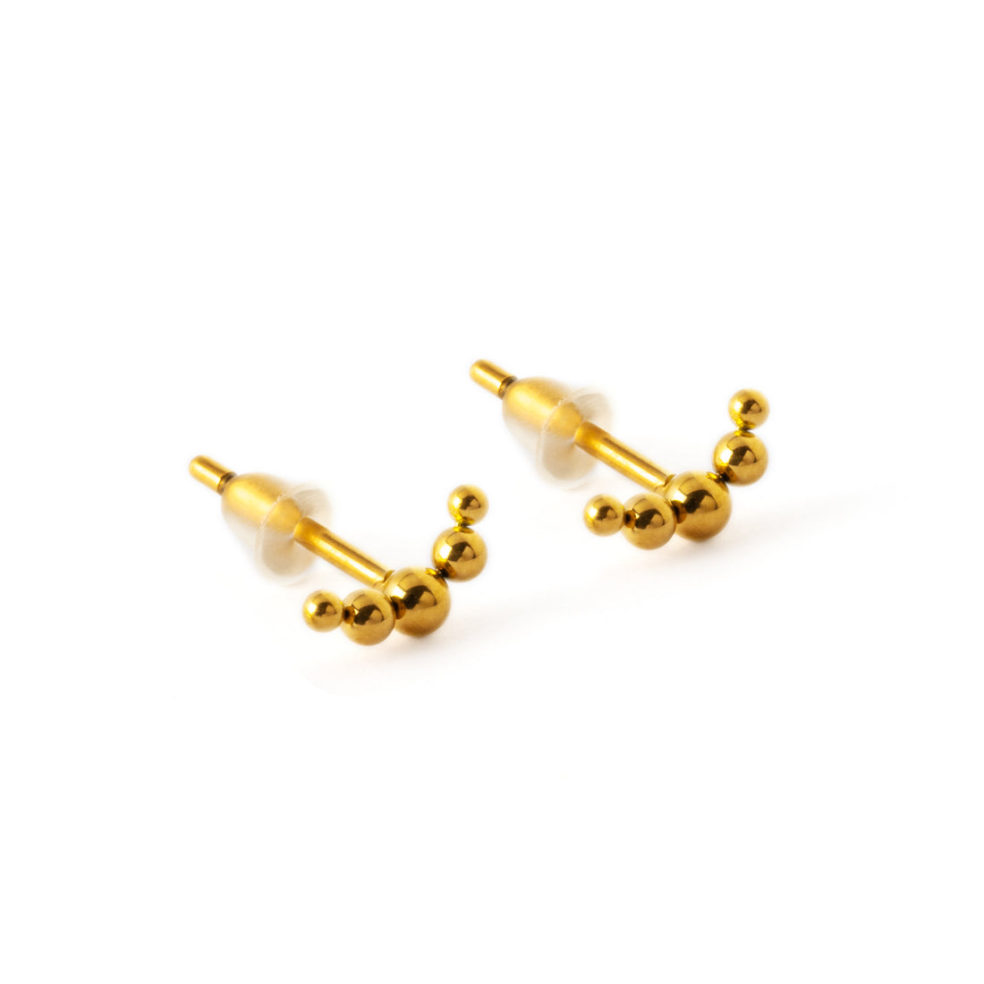pair of Golden surgical steel spheres crescent shaped ear studs