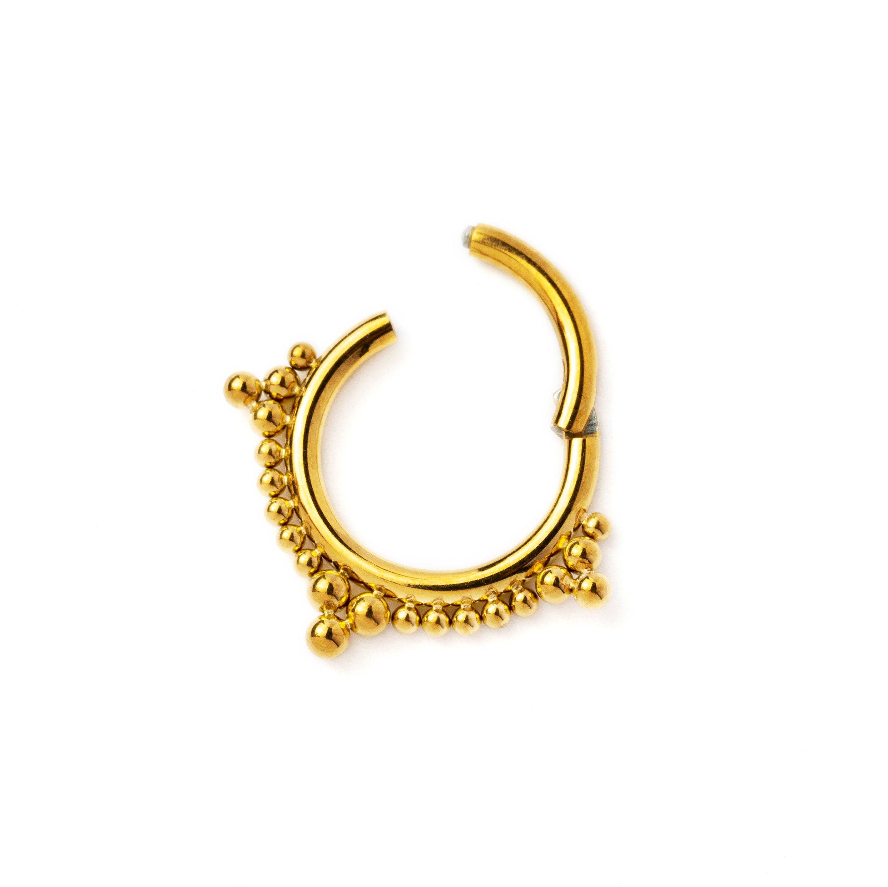 Deva golden Septum Clicker Ring click on closure view