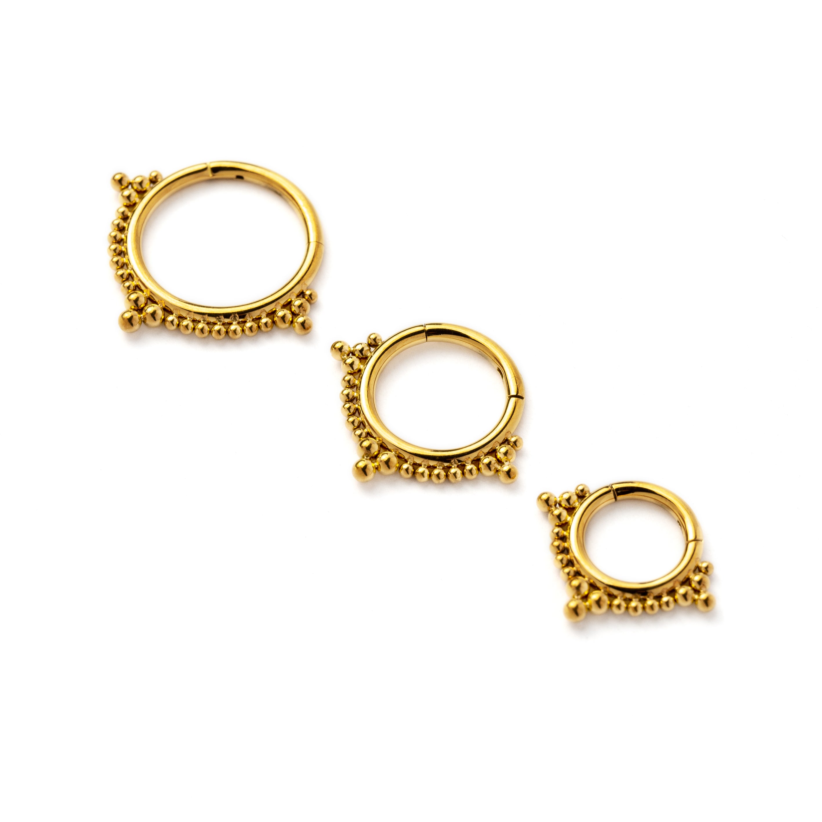 6mm, 8mm, 10mm Deva golden Septum Clicker Rings side view