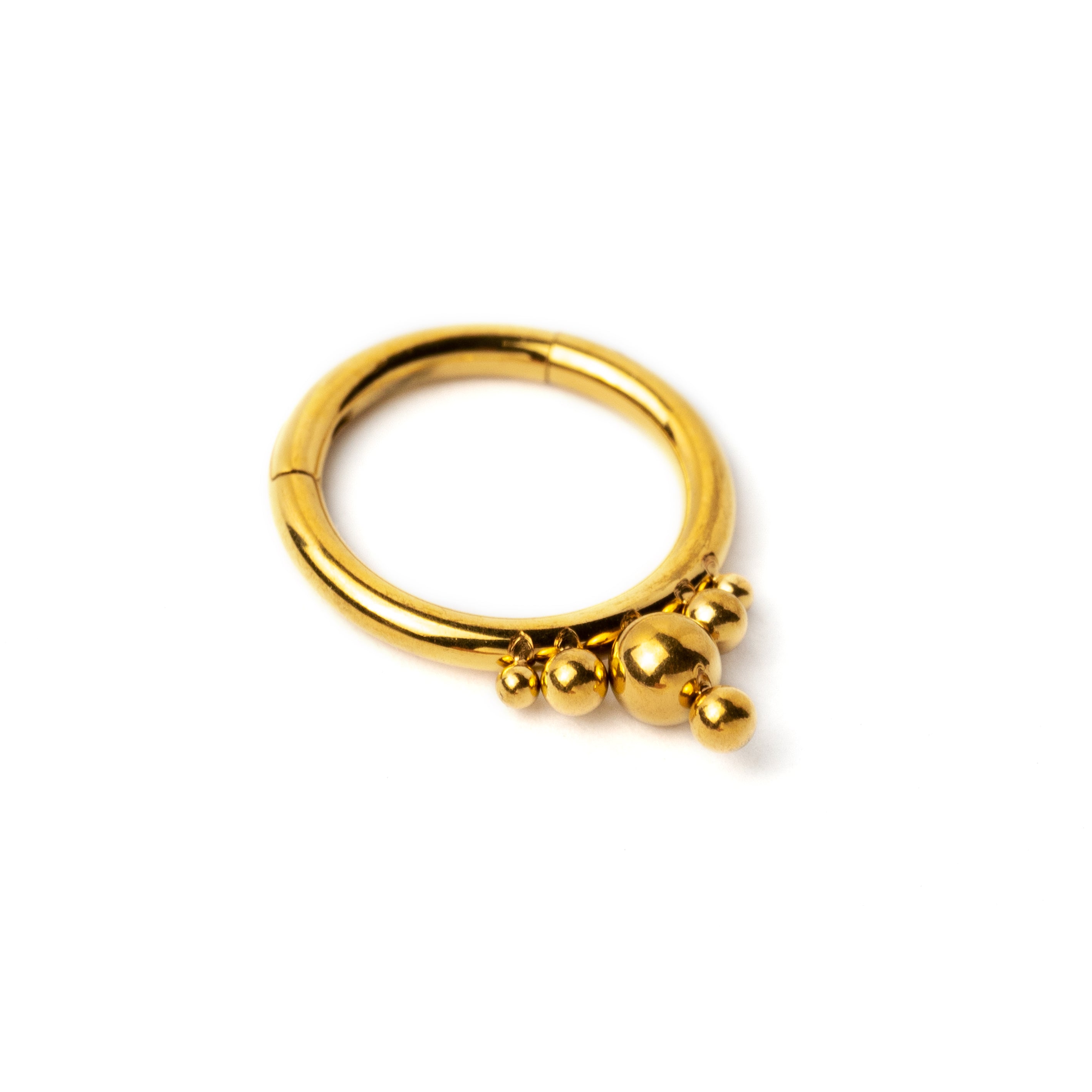 Golden surgical steel Malee septum clicker left side view