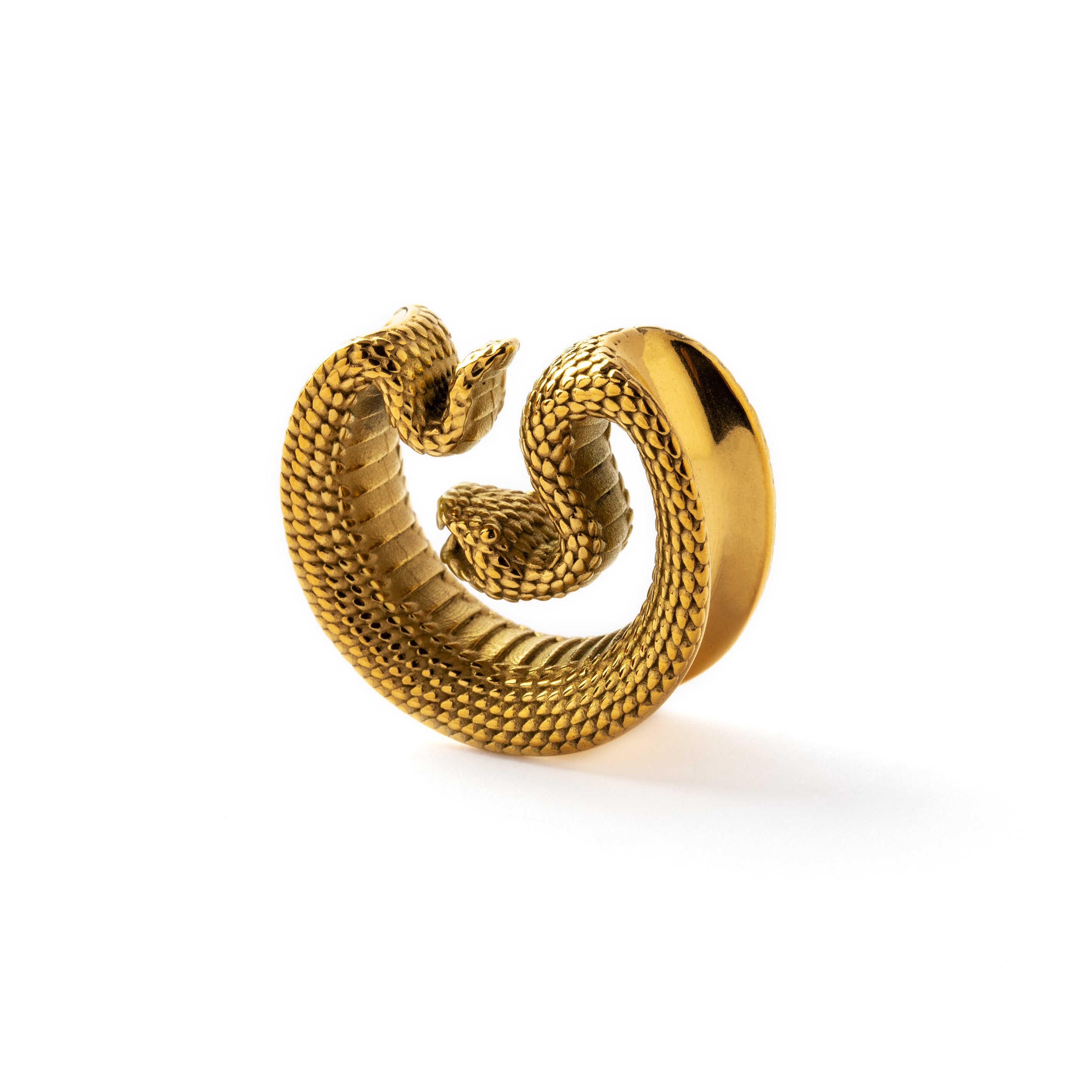 single golden surgical steel python snake plug tunnel