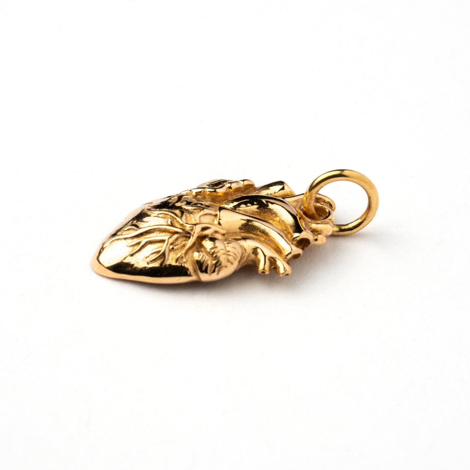 bronze anatomical heart charm necklace left side view