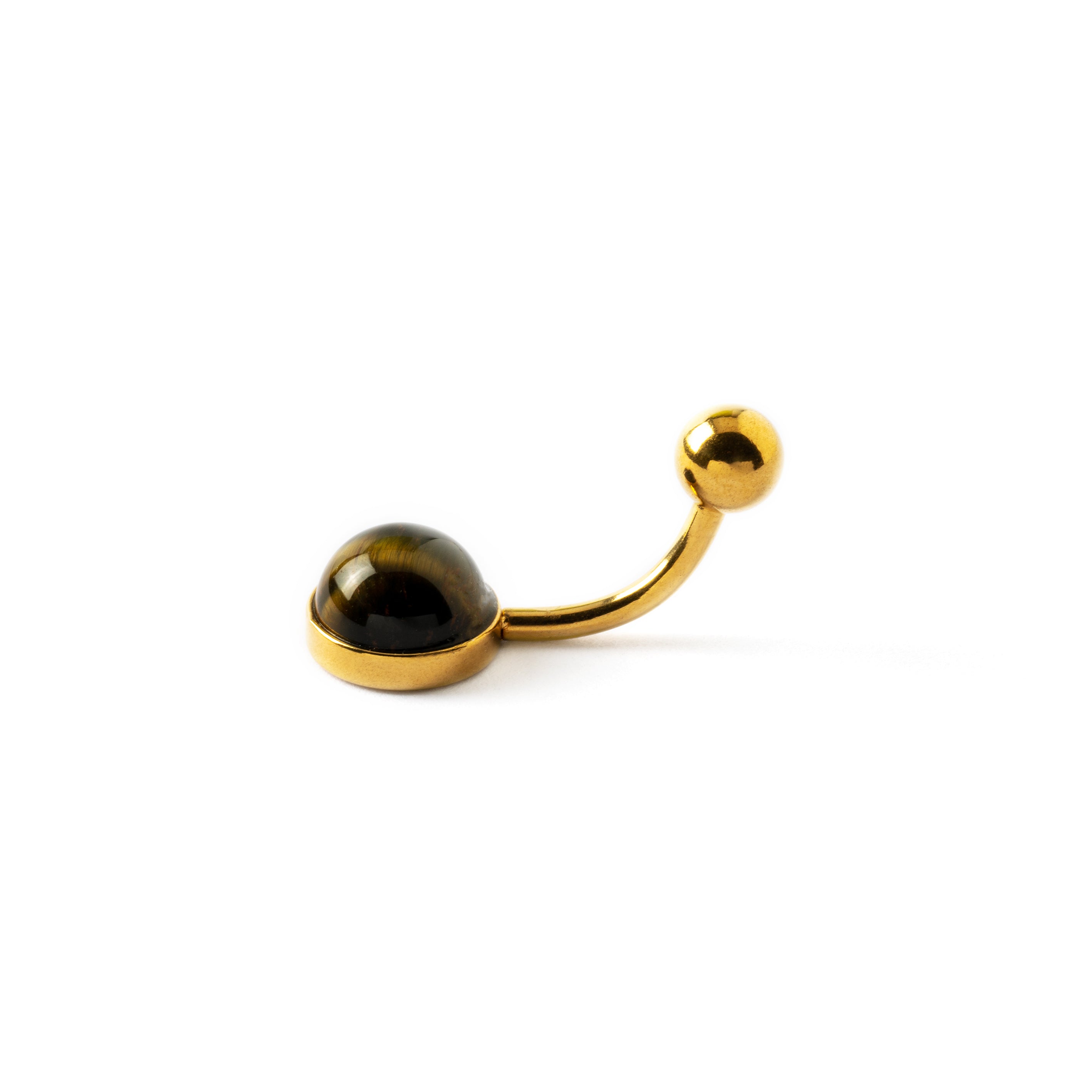 Golden Belly Bar with Tiger Eye side view