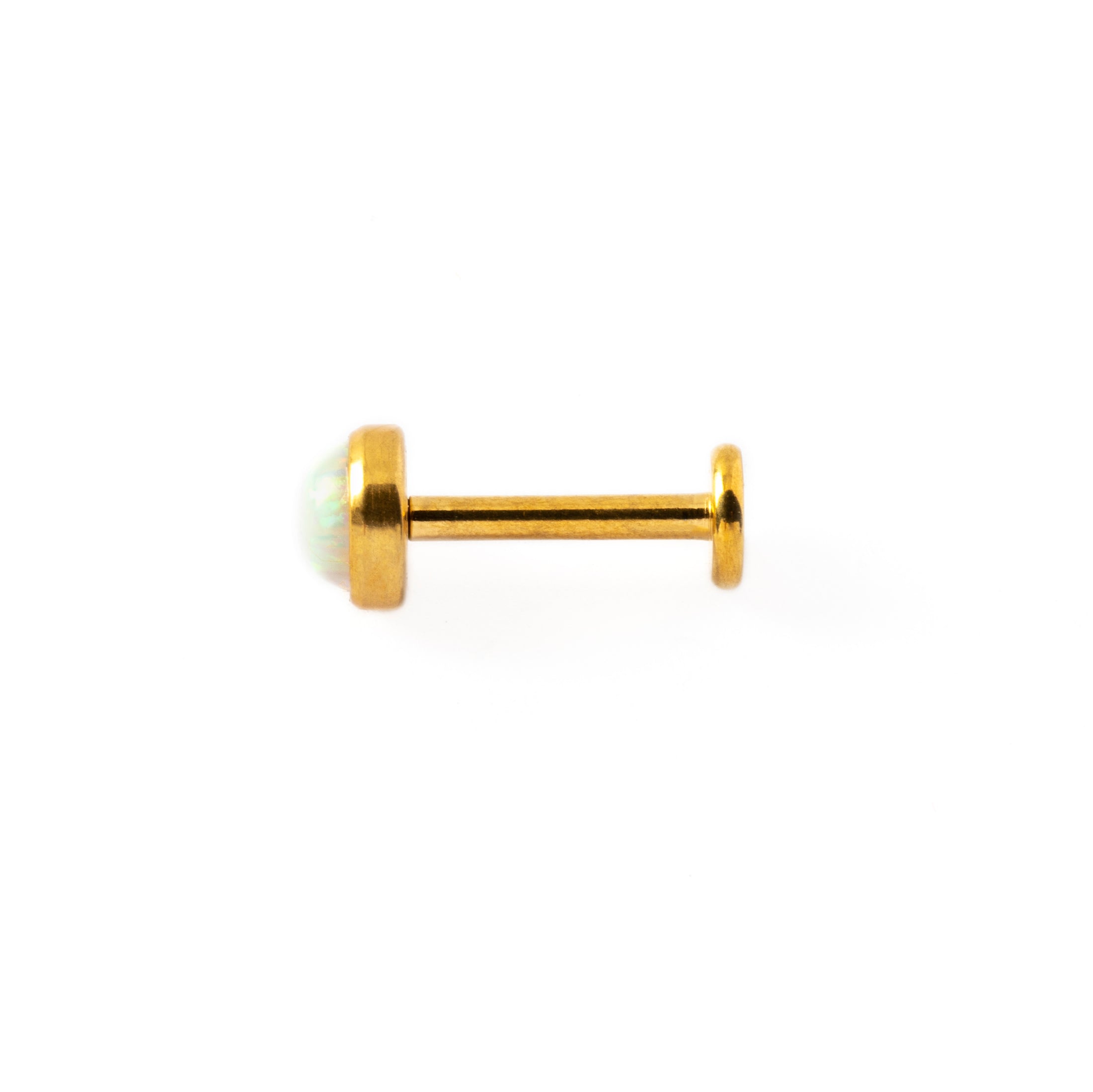 Golden Labret with White Opal side view