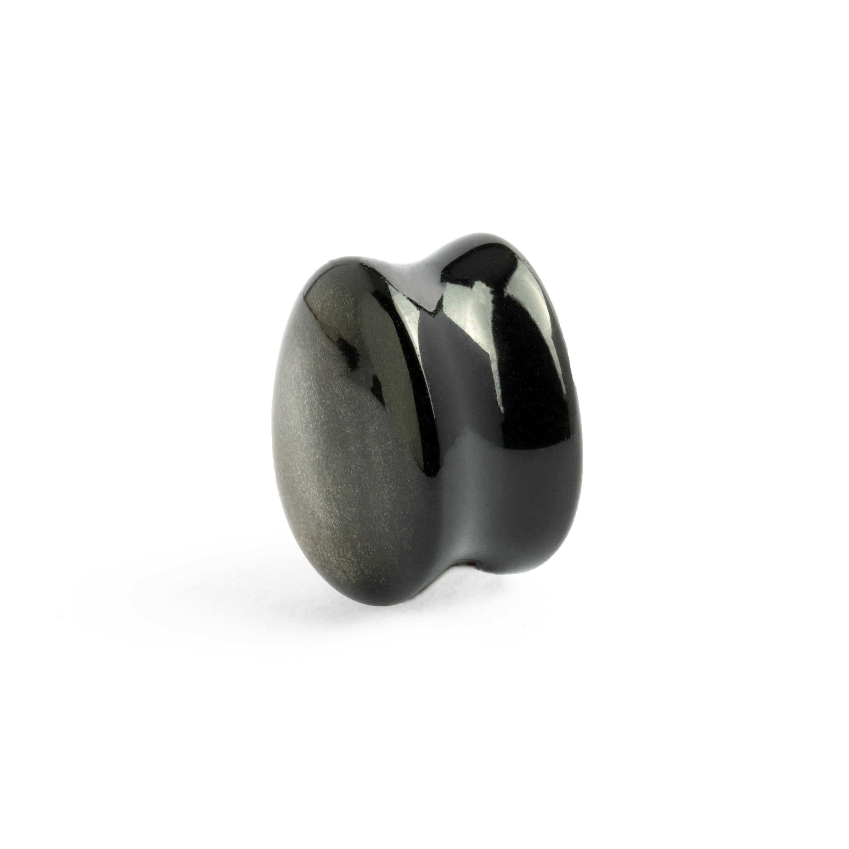 single Golden Obsidian teardrop plug  left side view