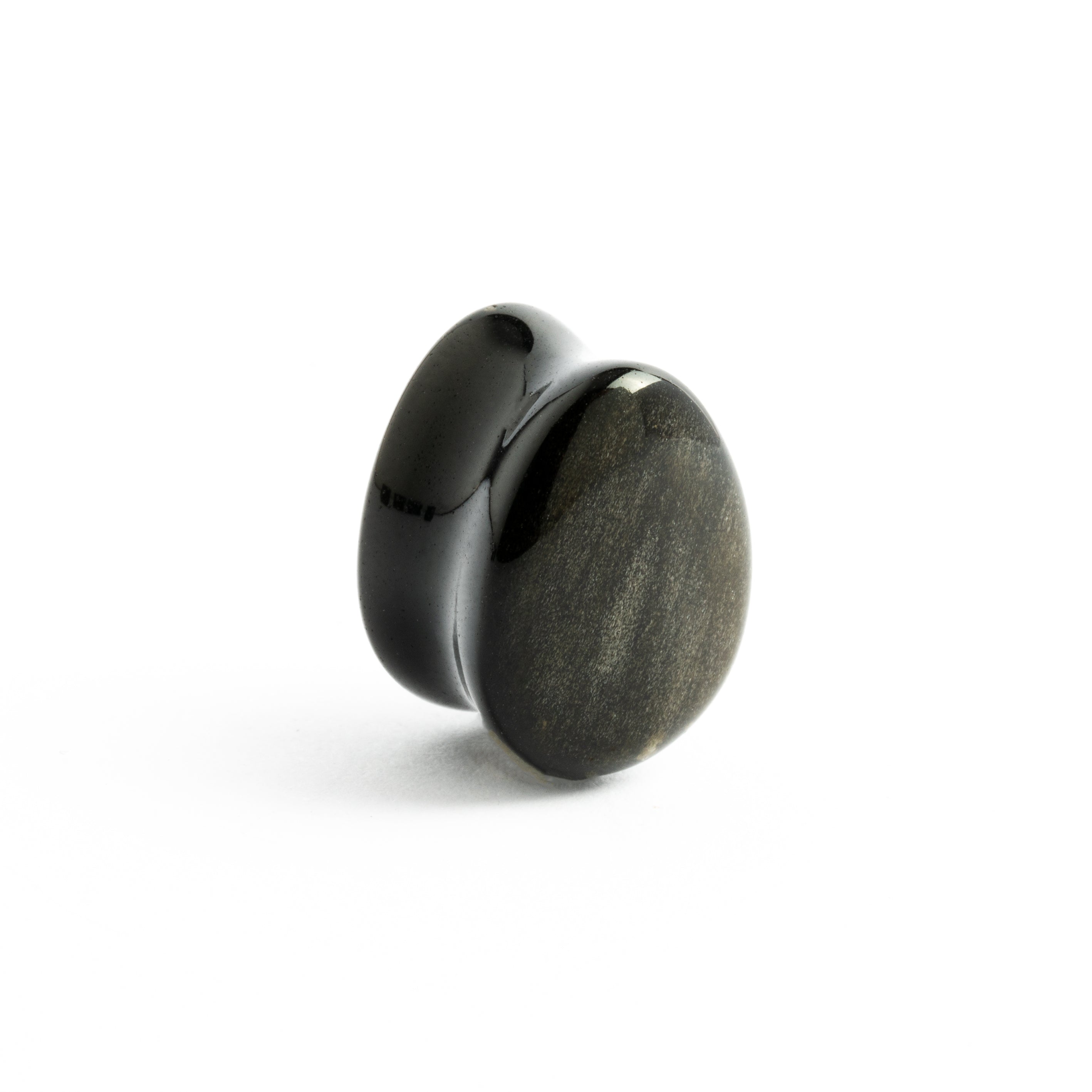 single Golden Obsidian teardrop plug front right side view