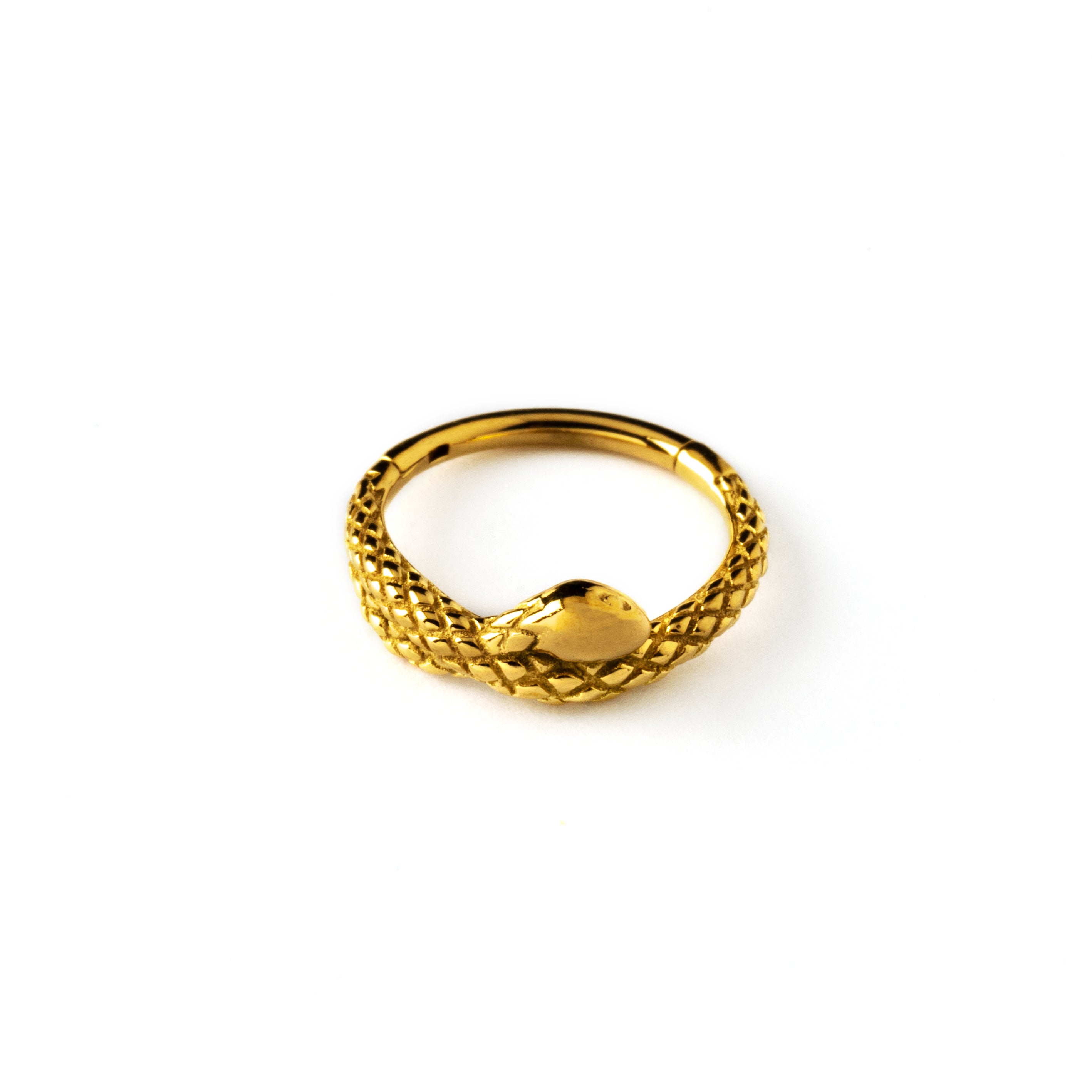 surgical steel with gold coating clicker piercing frontal view