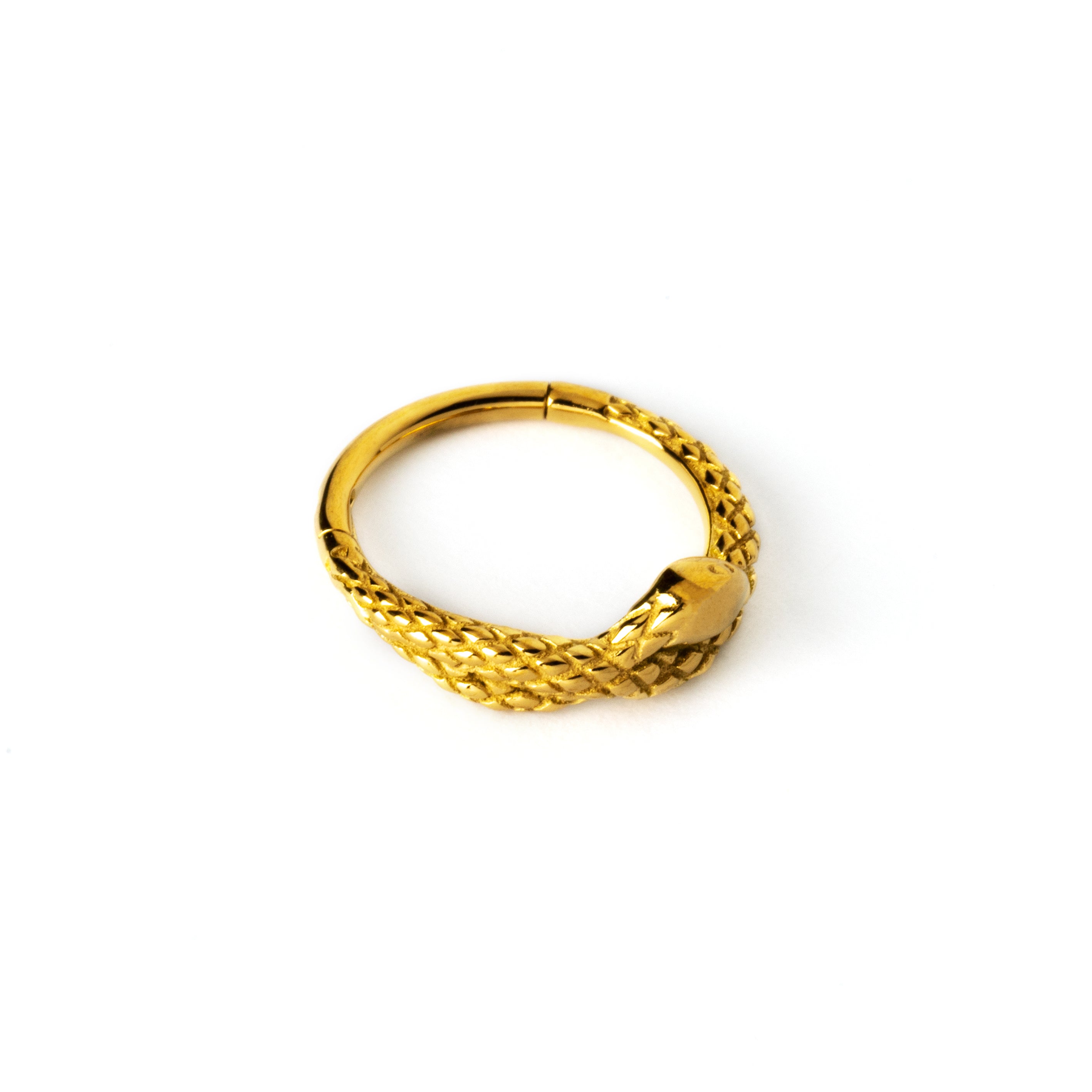 surgical steel with gold coating clicker piercing ring left side view
