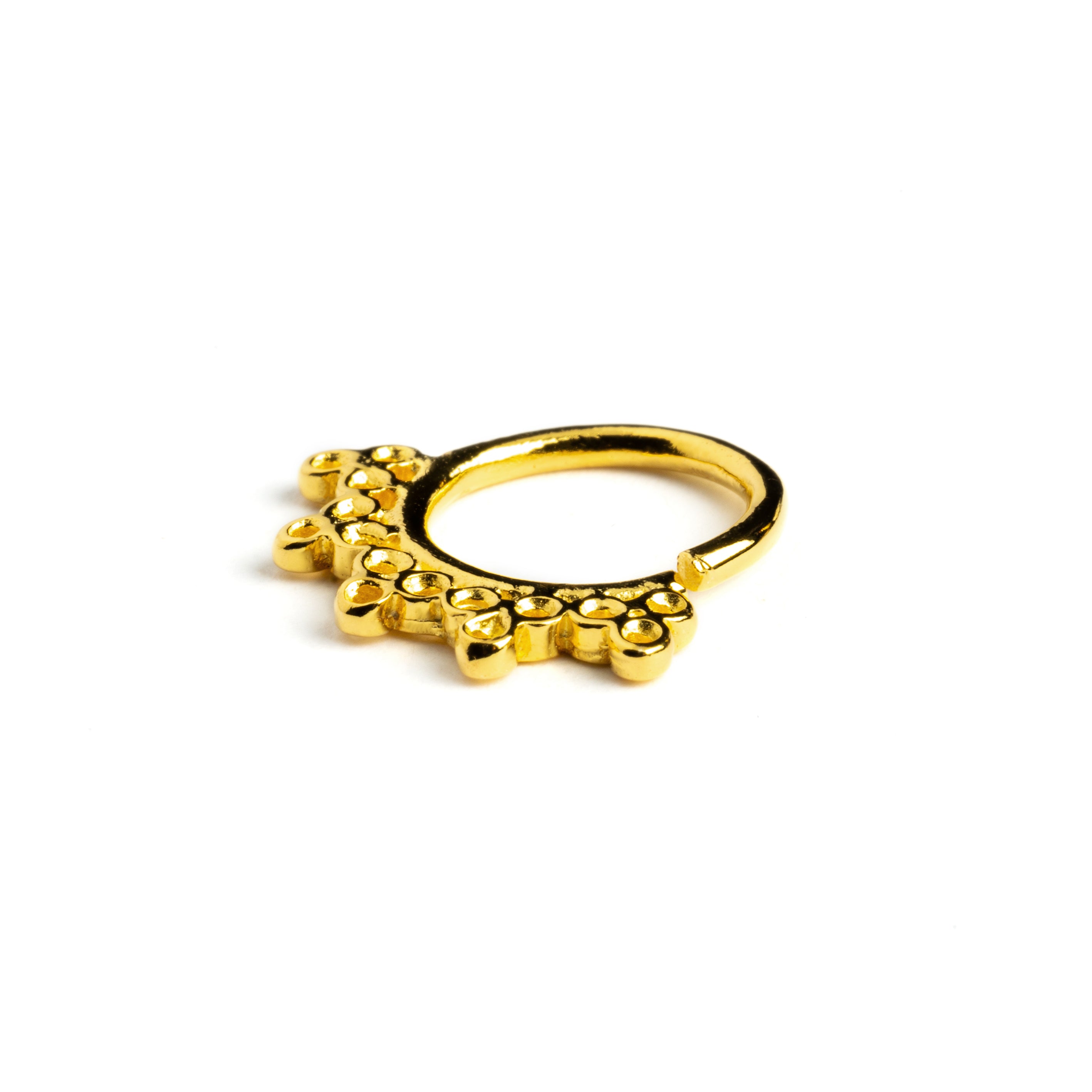 Gold surgical steel Circular septum clicker ring side view