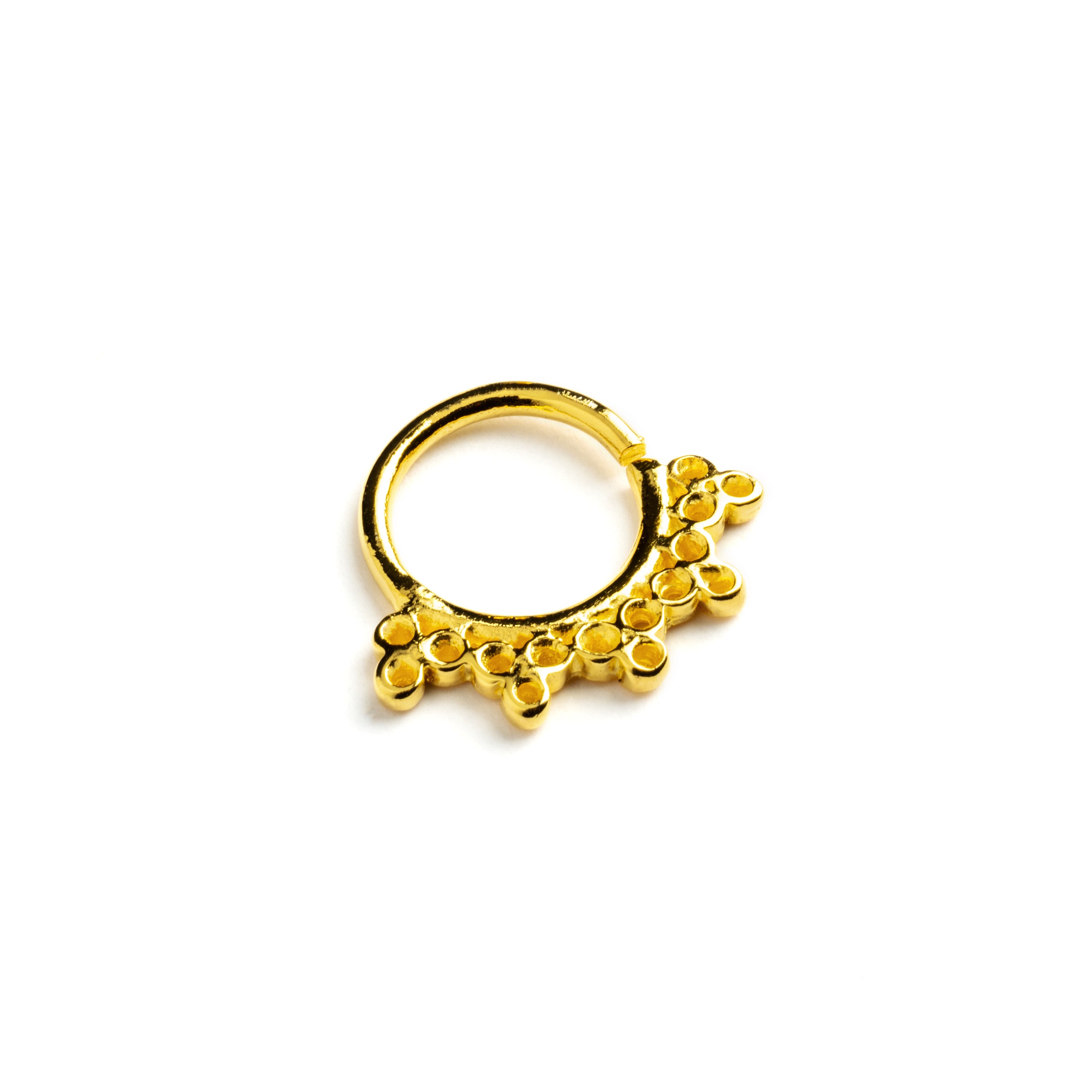 Gold surgical steel Circular septum clicker ring left side view