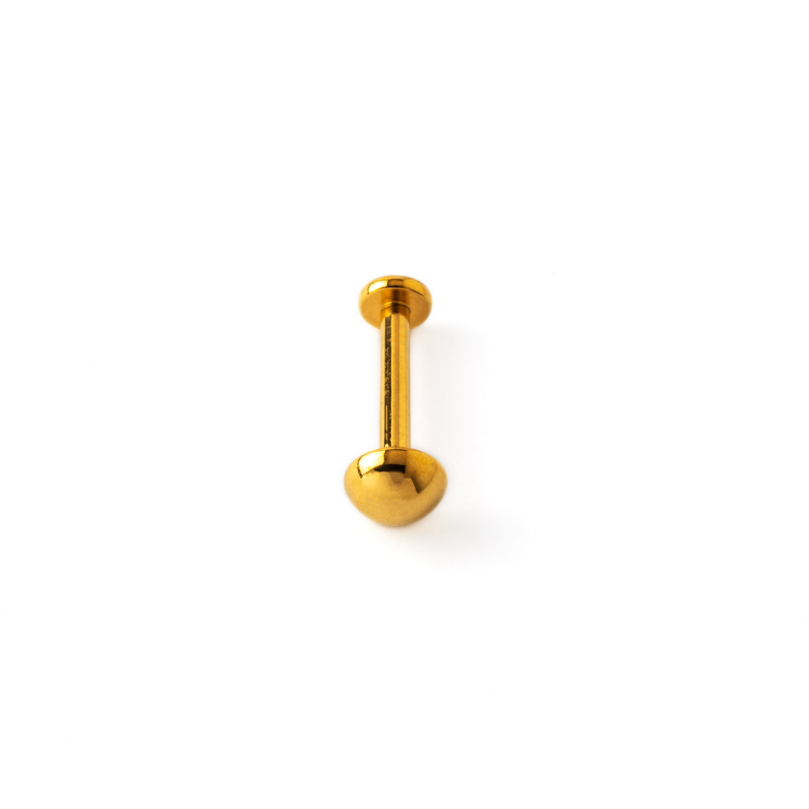 golden tiny dot labret above view
