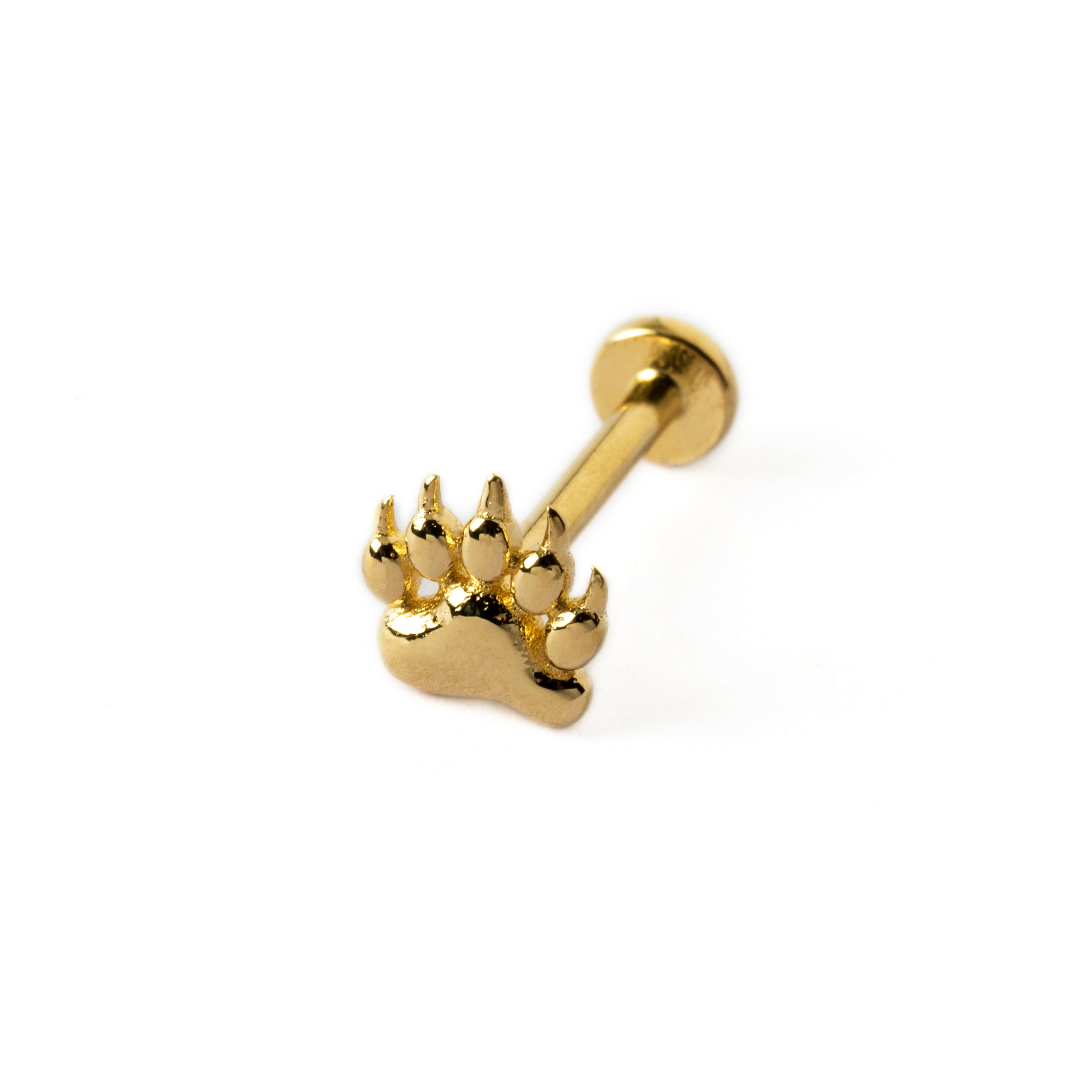 Bear Paw Labret Piercing | Flat Back Stud | Tribu