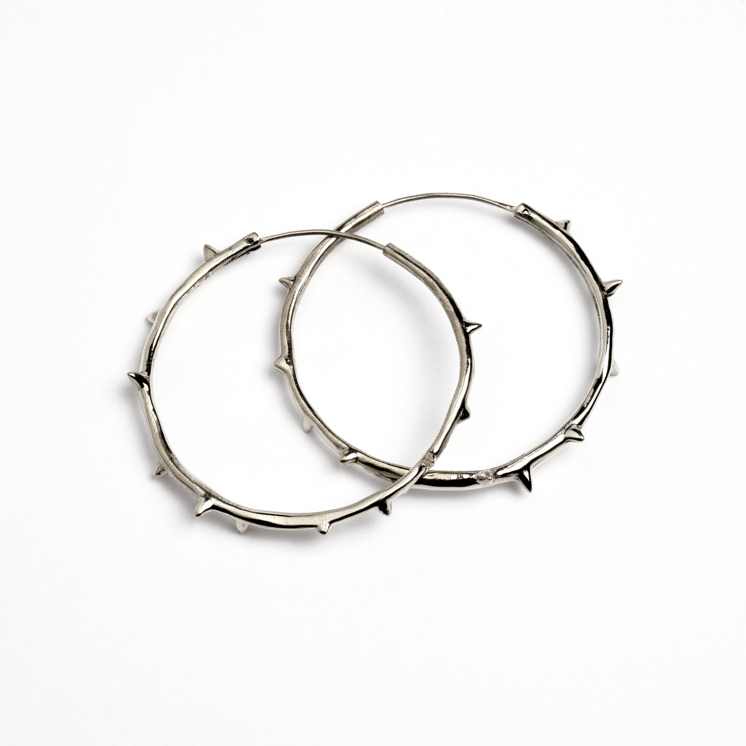 Gothic style Thorn Hoops Earrings frontal view