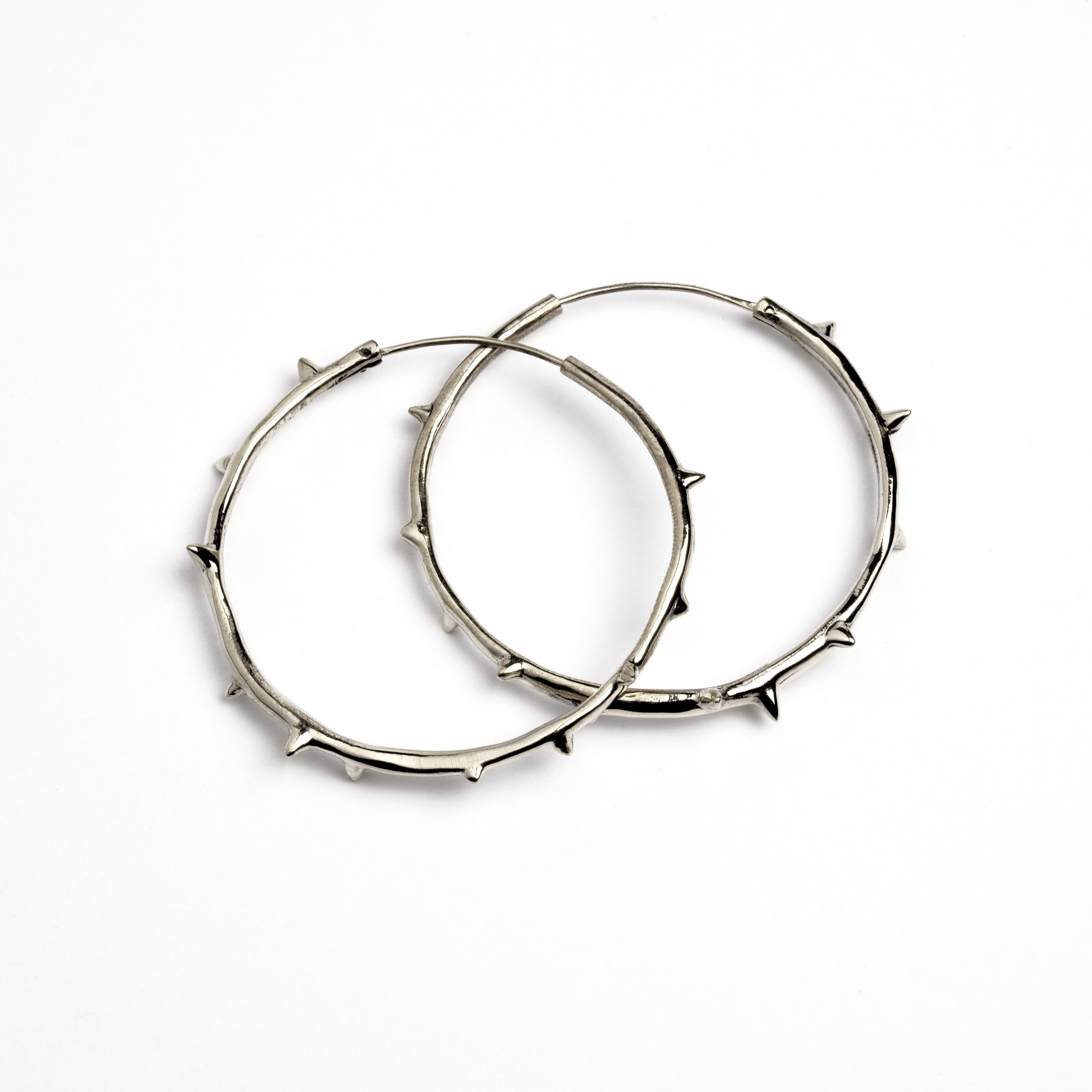 Gothic style Thorn Hoops Earrings frontal view