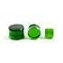several sizes of Green Obsidian stone double flare ear plugs in different angles