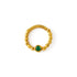 gold dotted septum ring with Emerald gemstone frontal view