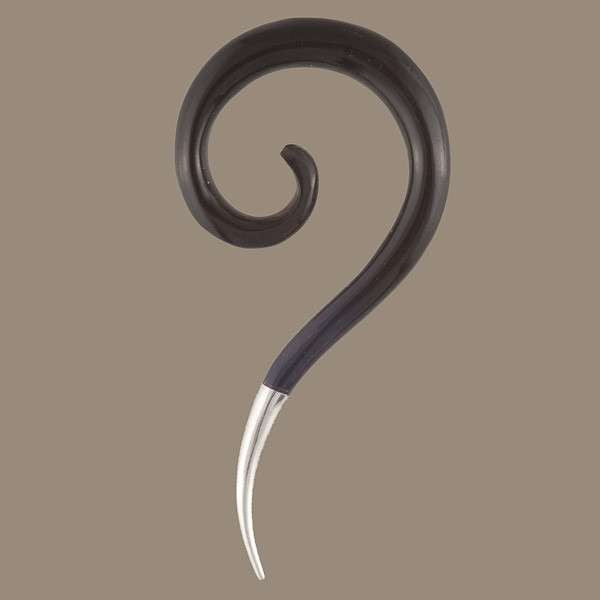 Horn Spiral Top Hook With Silver Tip - Tribu