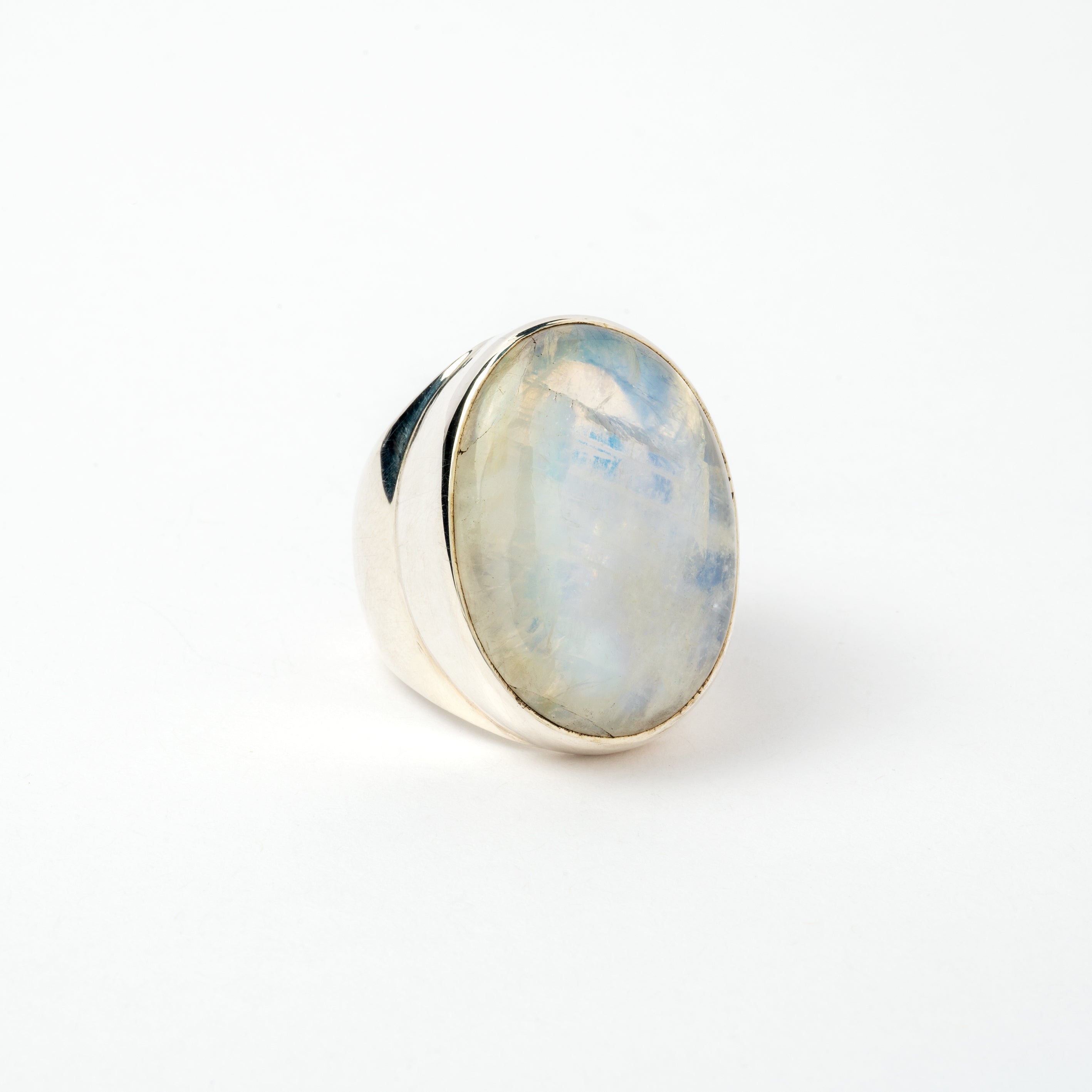 Hallmarked Silver Ring with Moonstone
