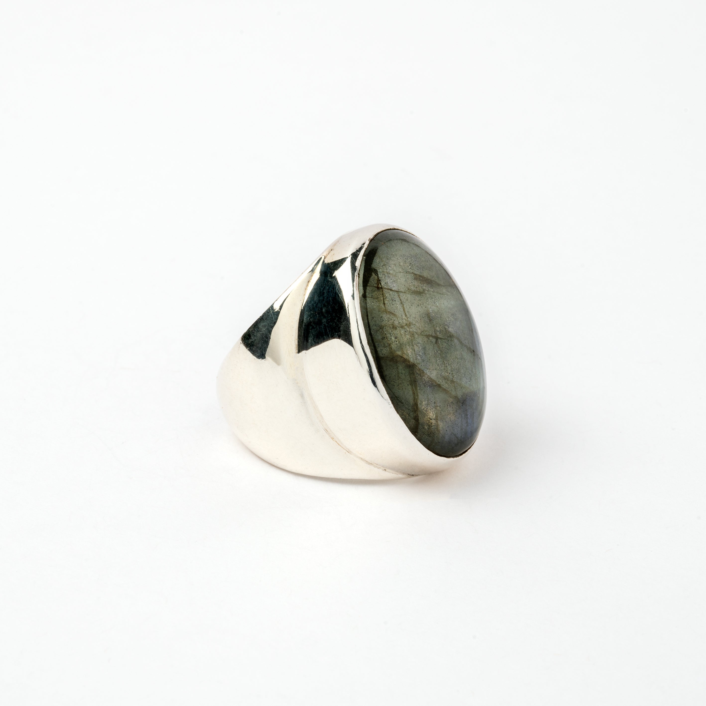 Hallmarked Silver Ring with Labradorite