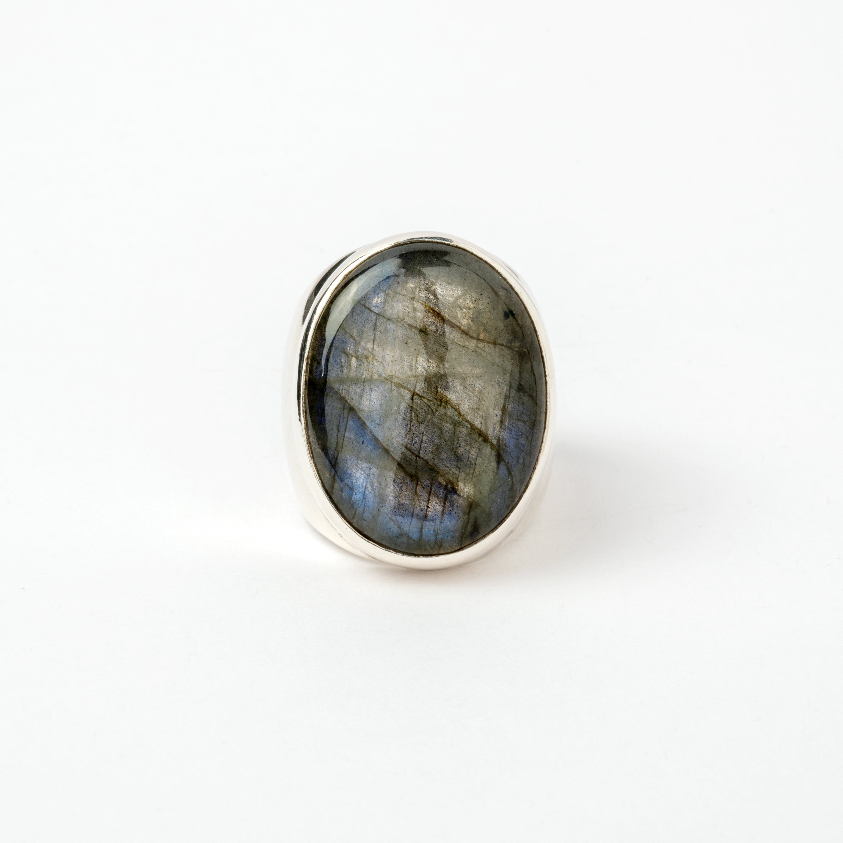 Hallmarked Silver Ring with Labradorite