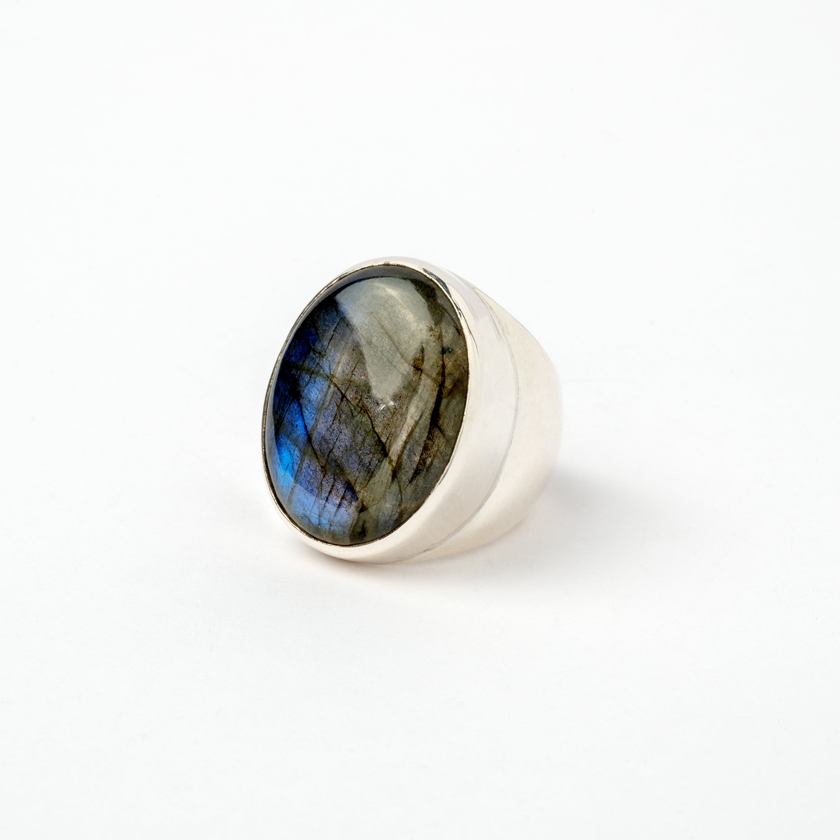 Hallmarked Silver Ring with Labradorite