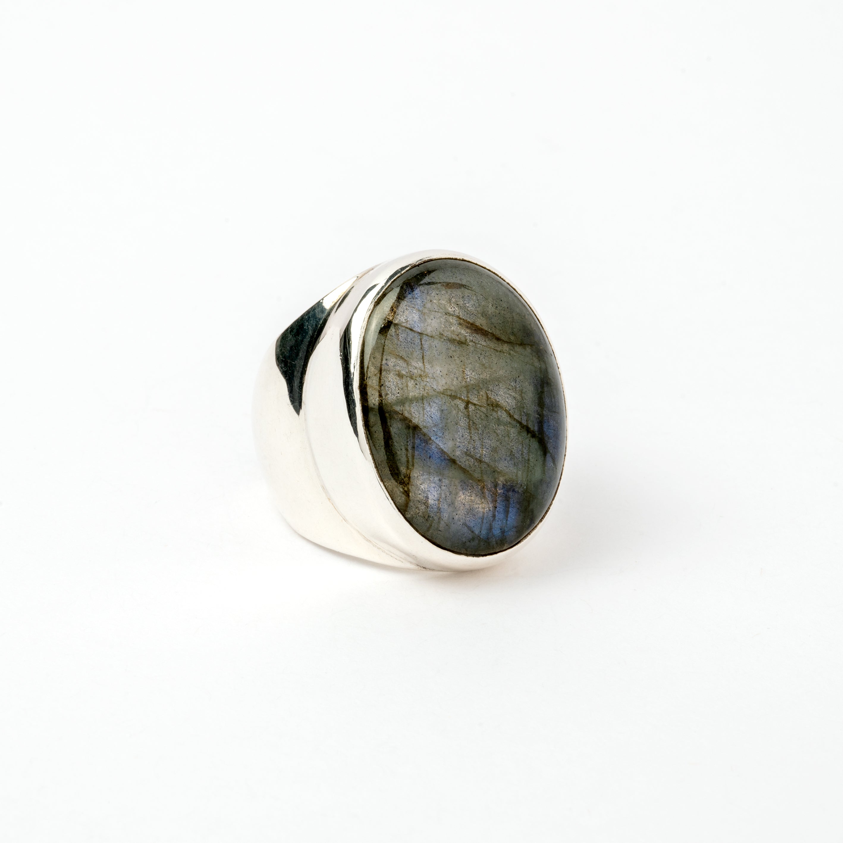 Hallmarked Silver Ring with Labradorite