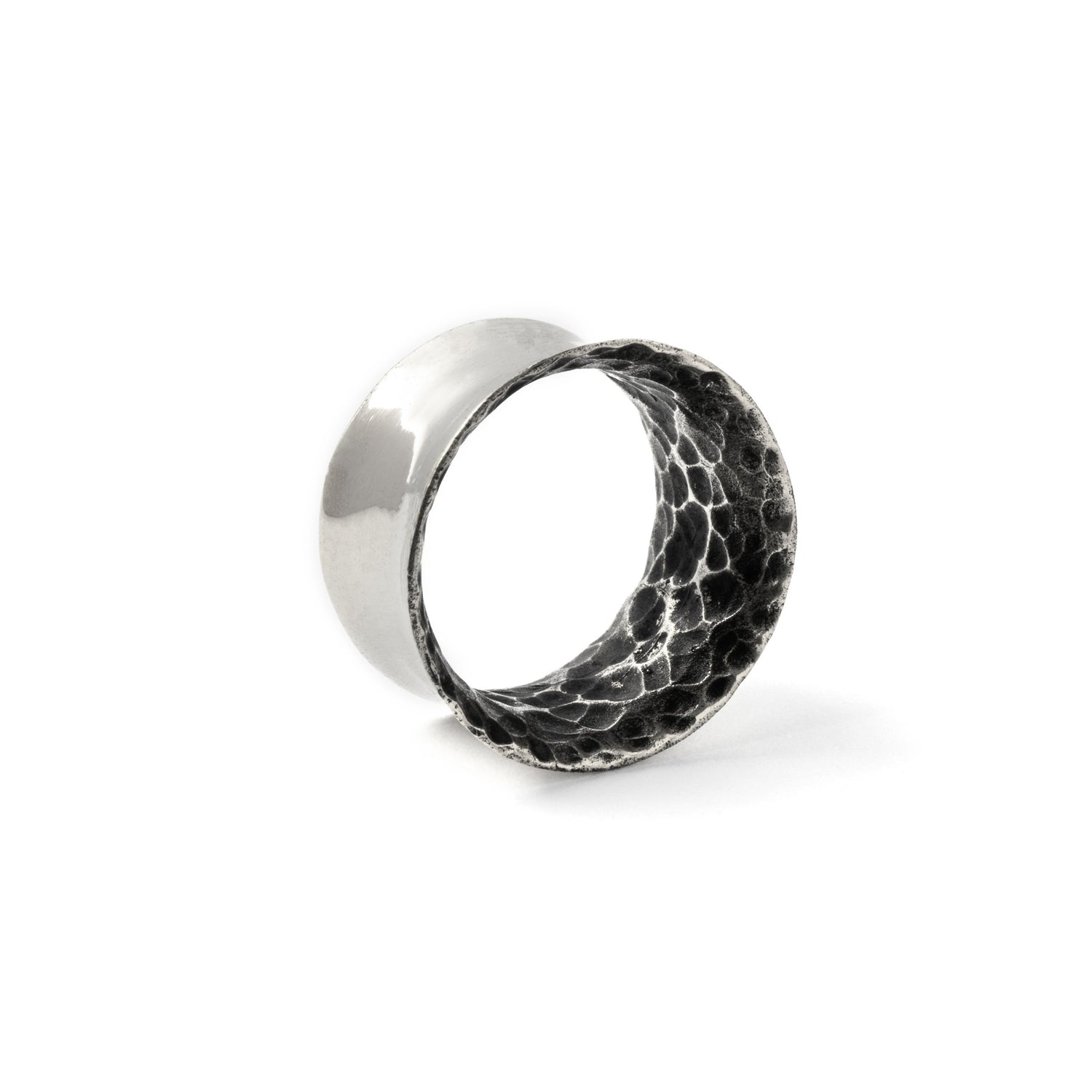 single Hammered Silver ear tunnels