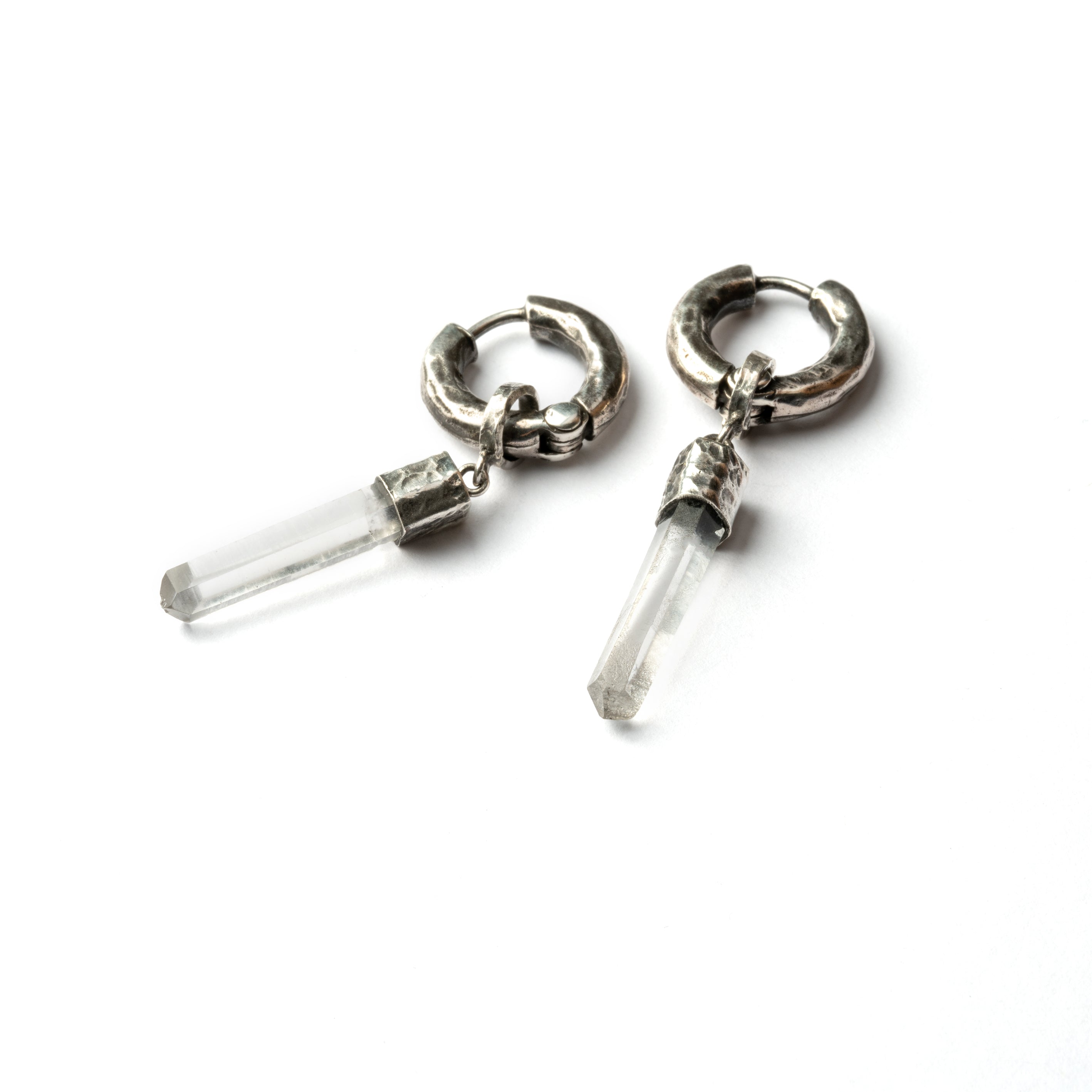 Silver and Crystal Clicker Earrings